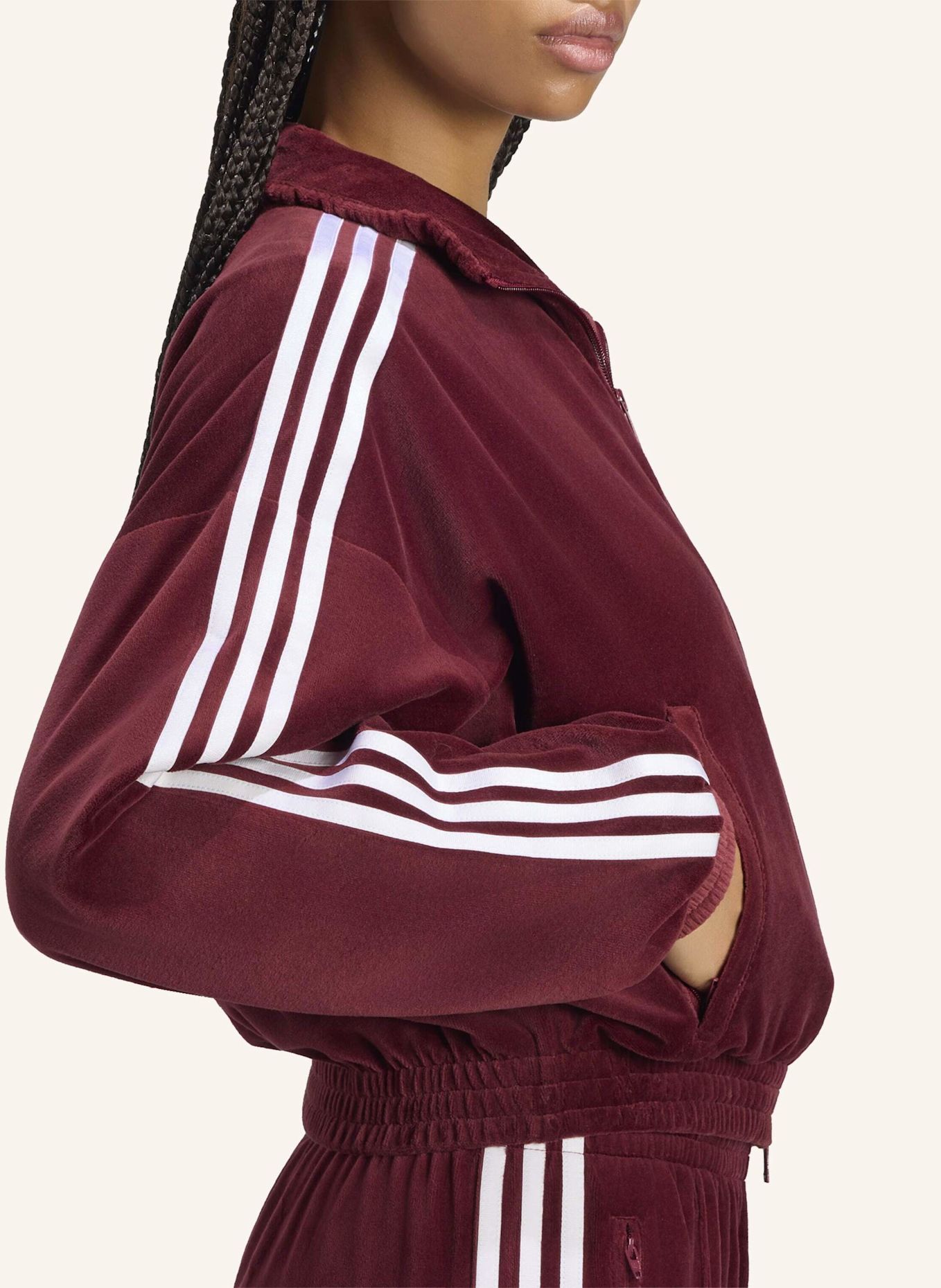adidas Originals VELOURS TRACK TOP, PLISSIERT: ROT