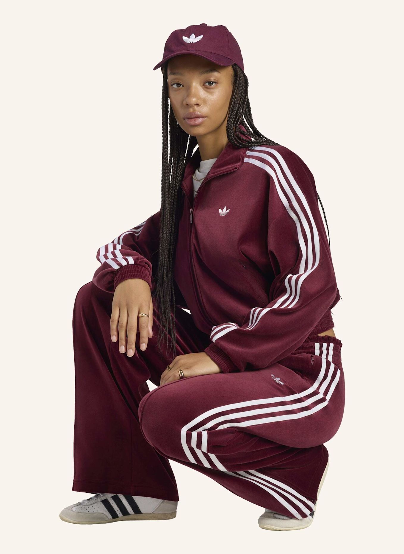 adidas Originals VELOURS TRAININGSHOSE, PLISSIERT: ROT