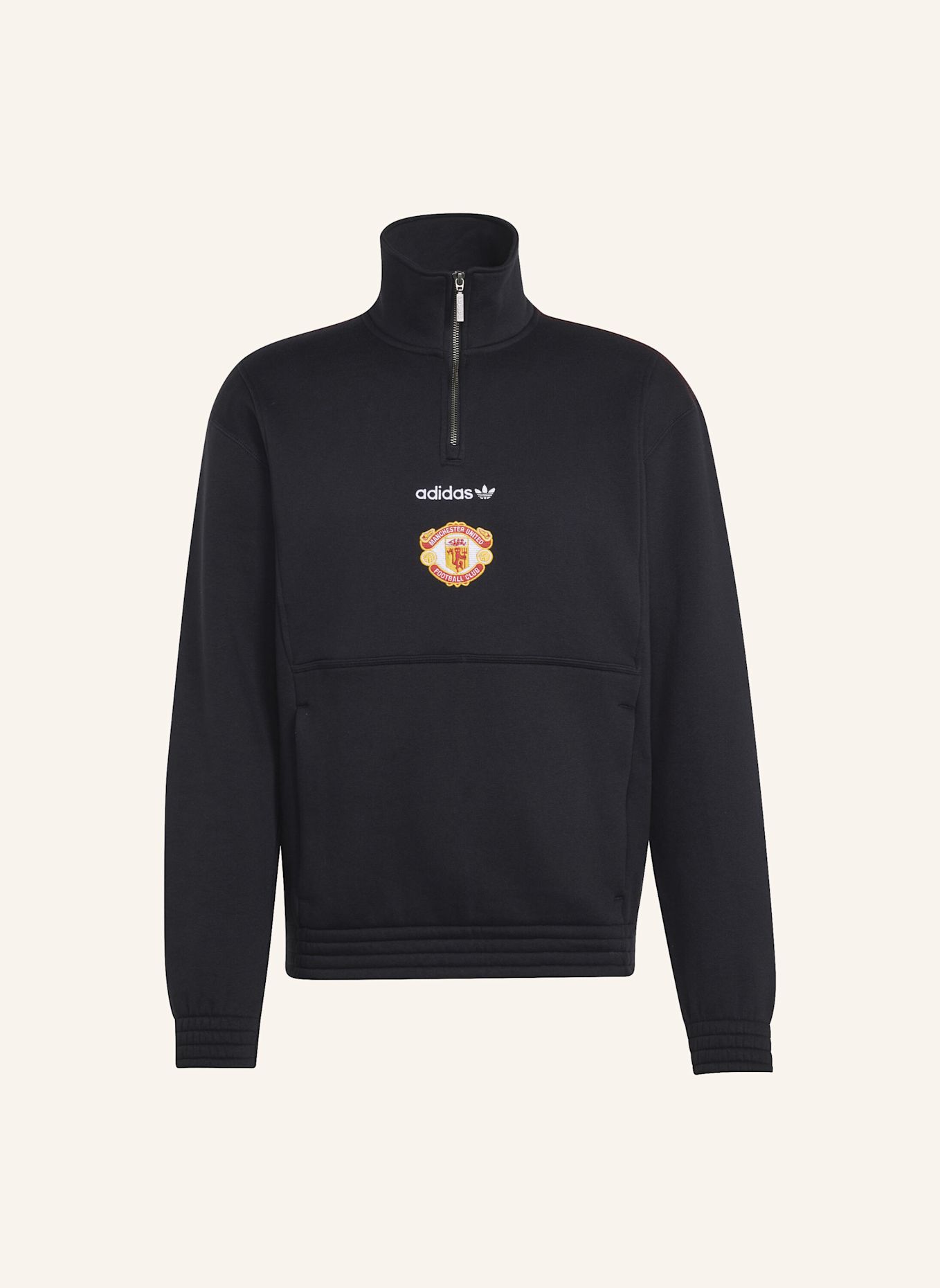 adidas MANCHESTER UNITED EQT OBERTEIL, REISSVERSCHLUSS BIS ZUR BRUST: SCHWARZ