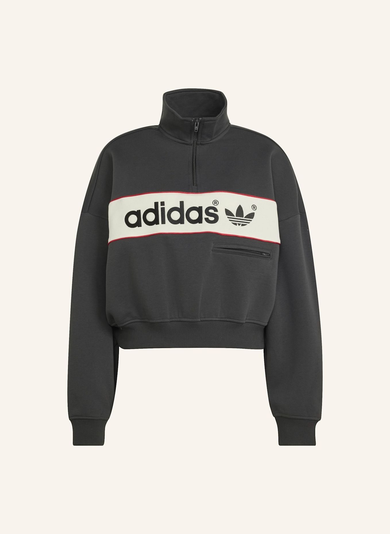 adidas Originals ADISIGNATURE NY SWEATSHIRT, REISSVERSCHLUSS BIS ZUR BRUST: SCHWARZ