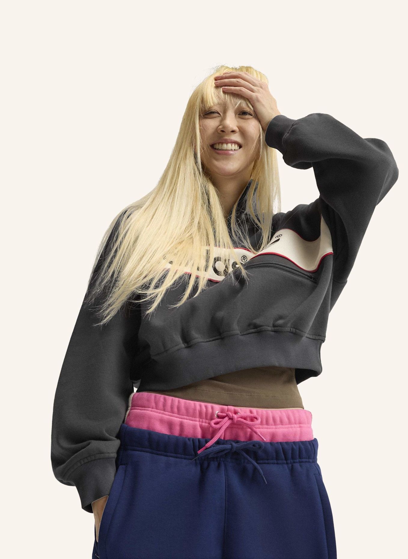 adidas Originals ADISIGNATURE NY SWEATSHIRT, REISSVERSCHLUSS BIS ZUR BRUST: SCHWARZ