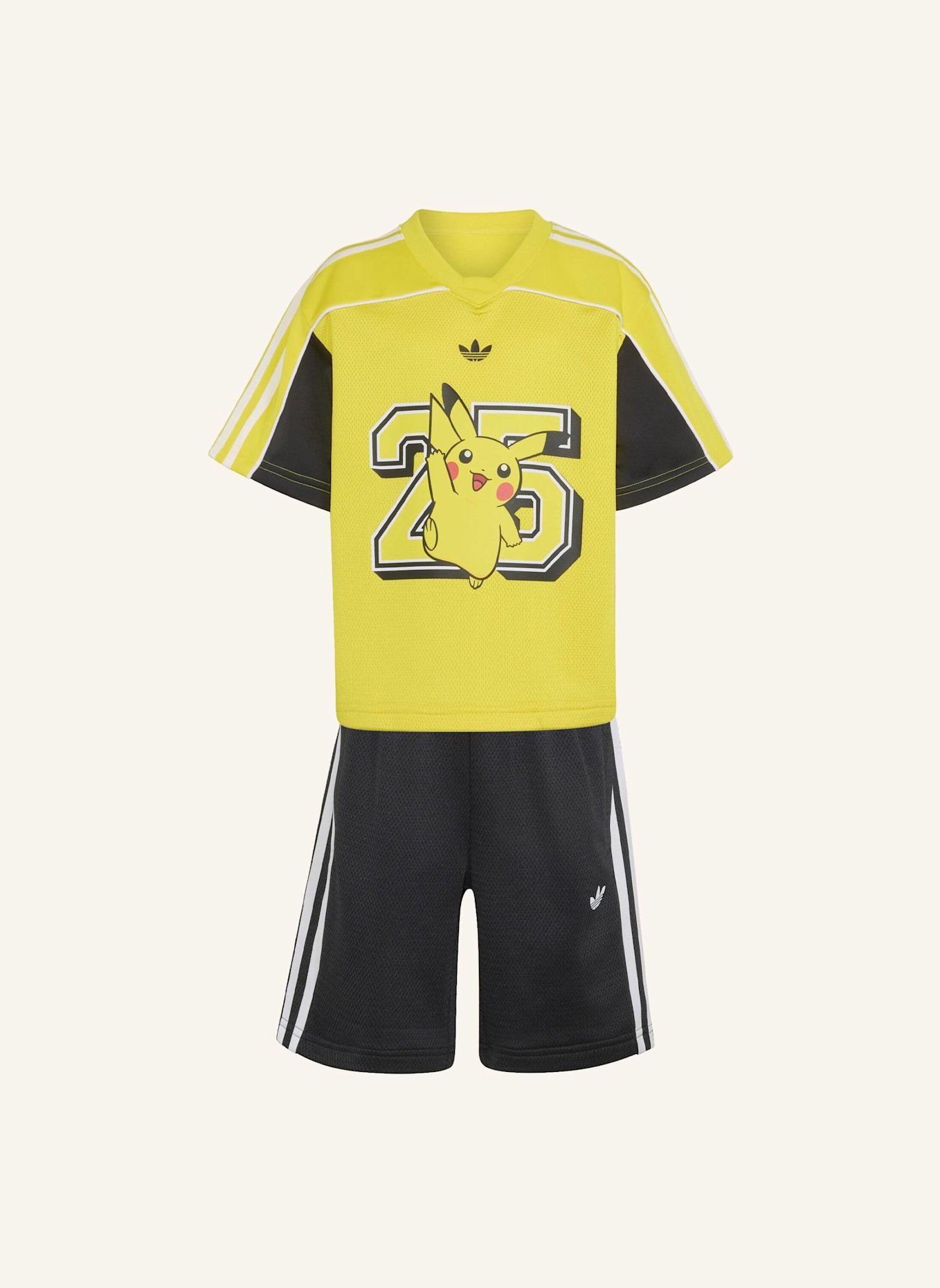 adidas Originals ADIDAS POKEMON SHORTS-SET, JERSEY, LOCKERER SCHNITT: SCHWARZ