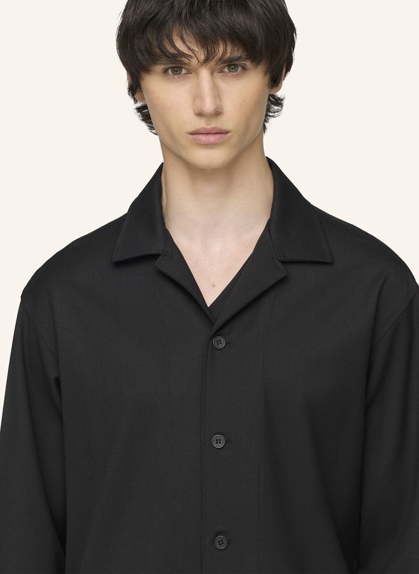 Y-3 Y-3 HEMDJACKE, WOLLE: SCHWARZ
