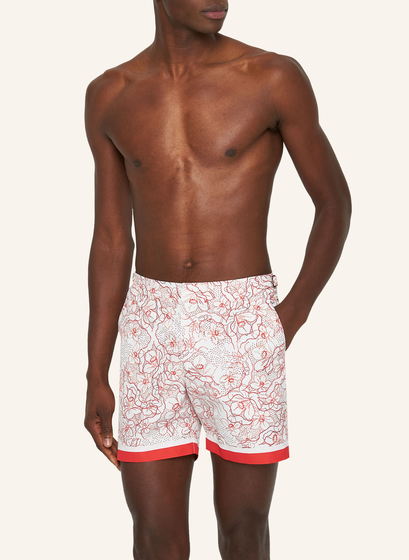 ORLEBAR BROWN Badeshorts BULLDOG FLORAL NOUVEAU, Farbe: WEISS/ ROT (Bild 3)