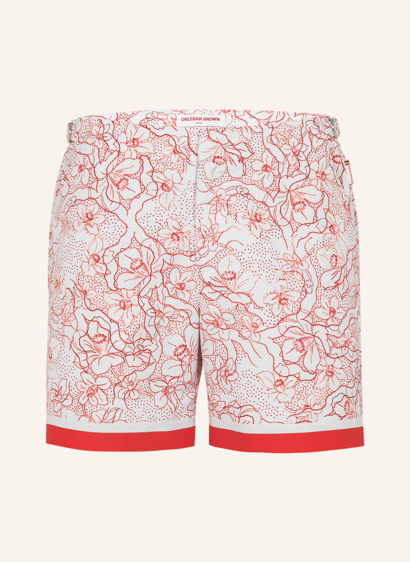 ORLEBAR BROWN Badeshorts BULLDOG FLORAL NOUVEAU, Farbe: WEISS/ ROT (Bild 1)