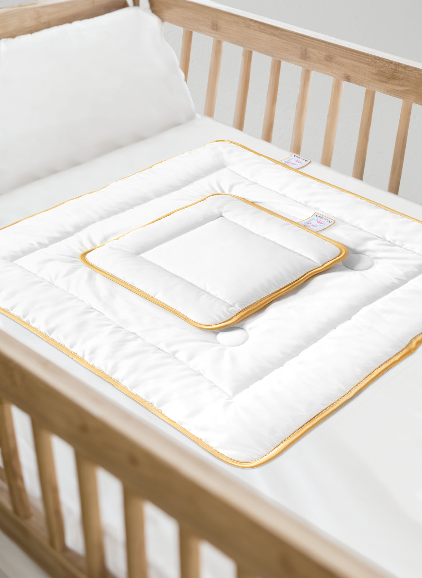 FRAU HOLLE Bettdecke-Kissen-Set BABY: WEISS