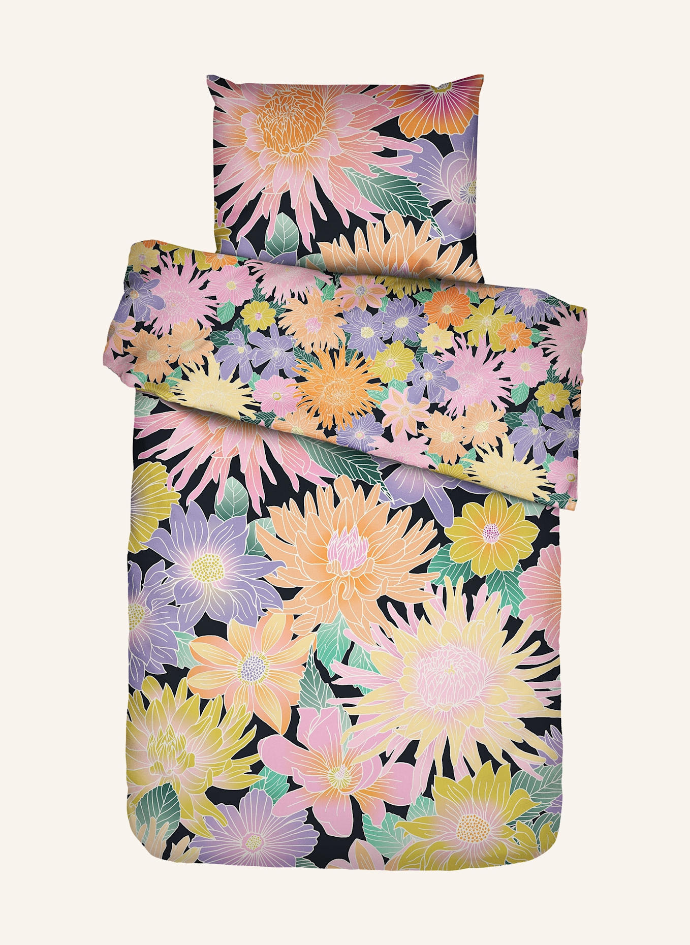 ESSENZA Bettwäsche FLOWER FLING: SCHWARZ