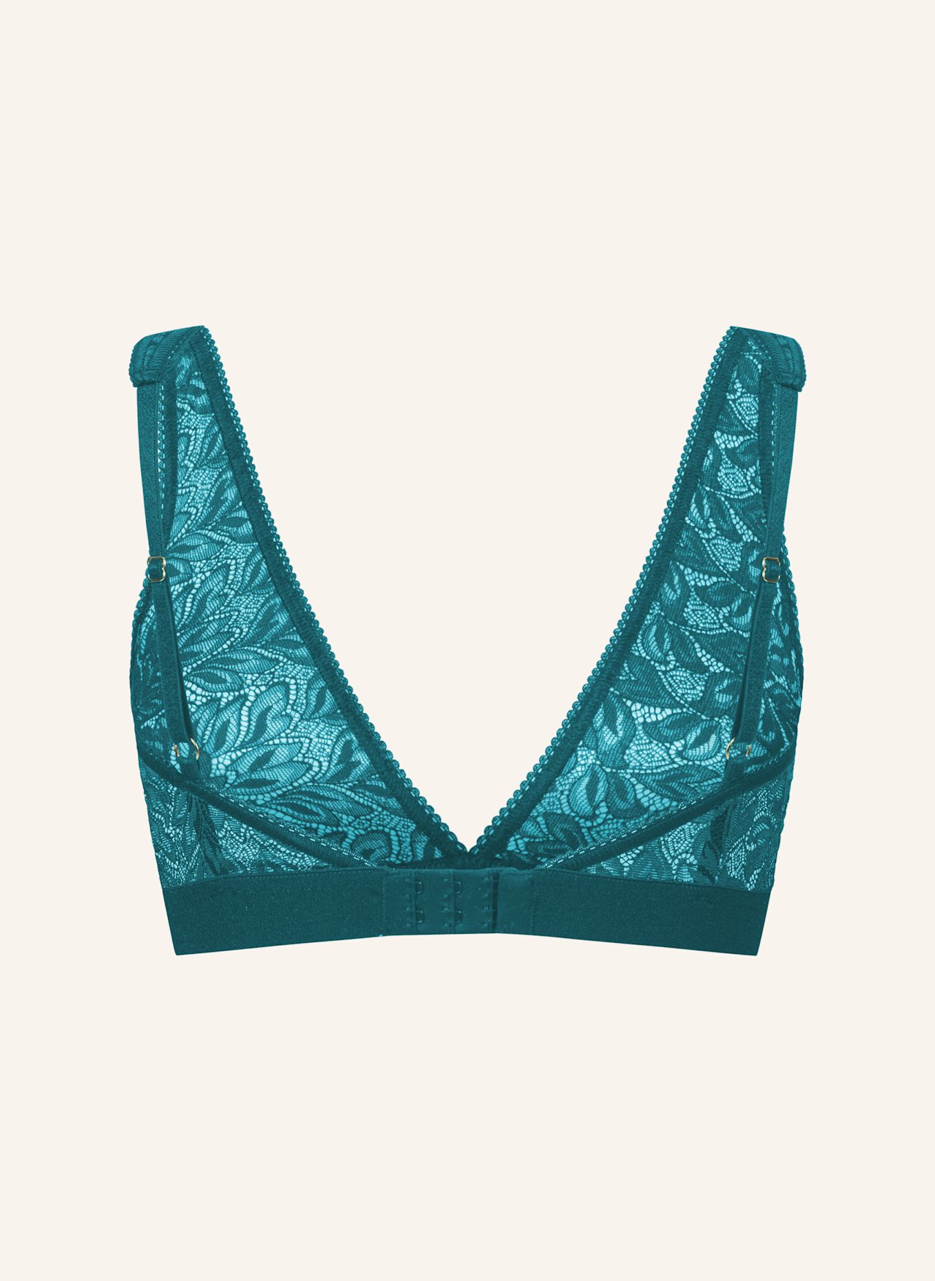 erlich textil Iconic Lace bügelloser Plunge BH große Cups mittlerer Halt aus Spitze - verstellbare Träger: BLAU / GRÜN