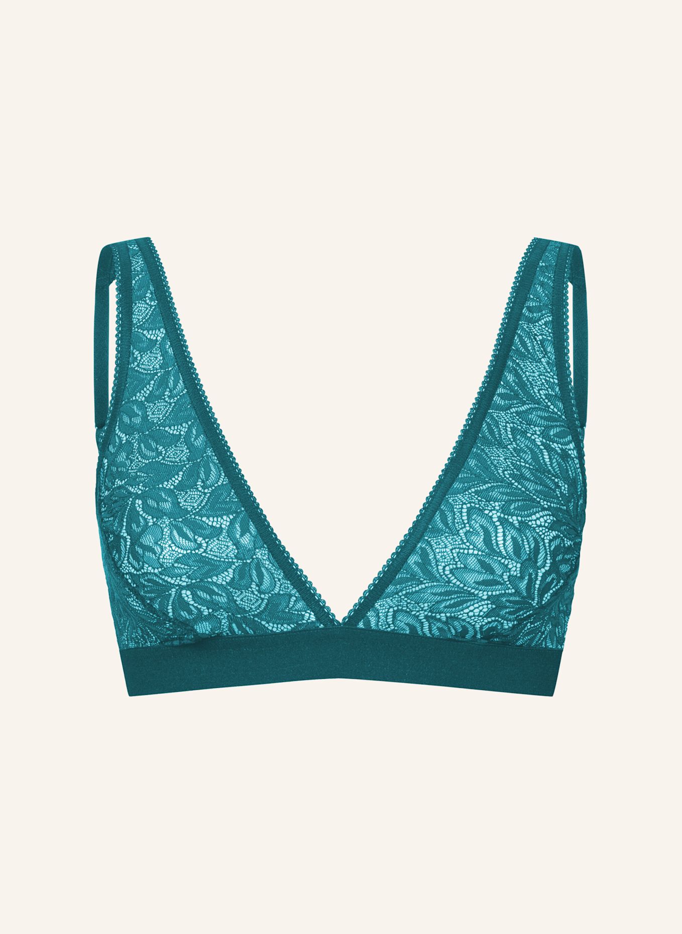 erlich textil Iconic Lace bügelloser Plunge BH große Cups mittlerer Halt aus Spitze - verstellbare Träger: BLAU / GRÜN