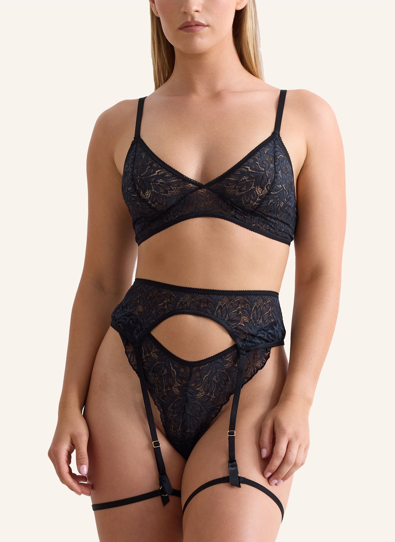 erlich textil Strumpfhalter ICONIC LACE STRUMPFHALTER: SCHWARZ