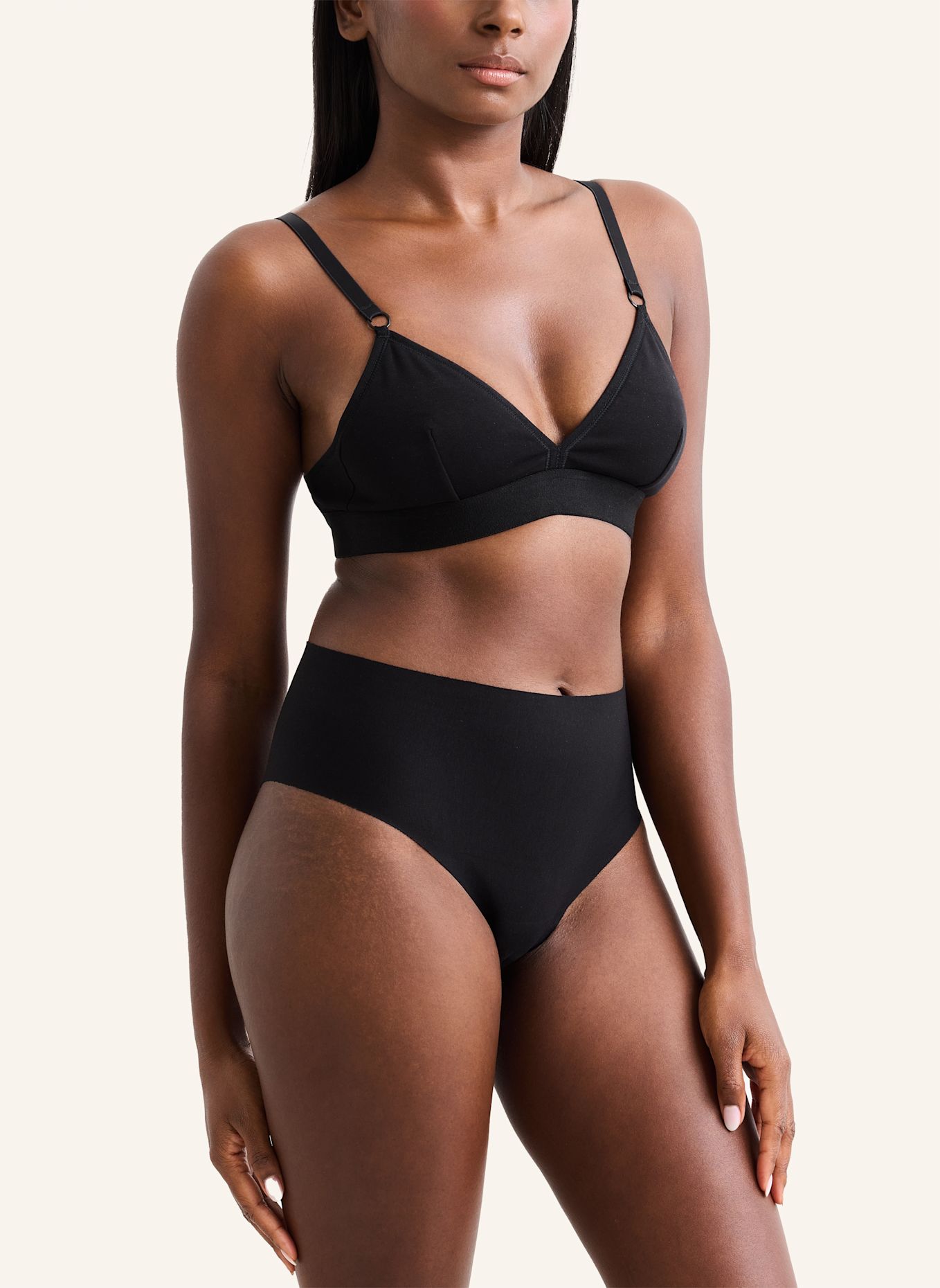 erlich textil Brazil String CASUAL COTTON HIGH WAIST BRAZIL STRING: SCHWARZ