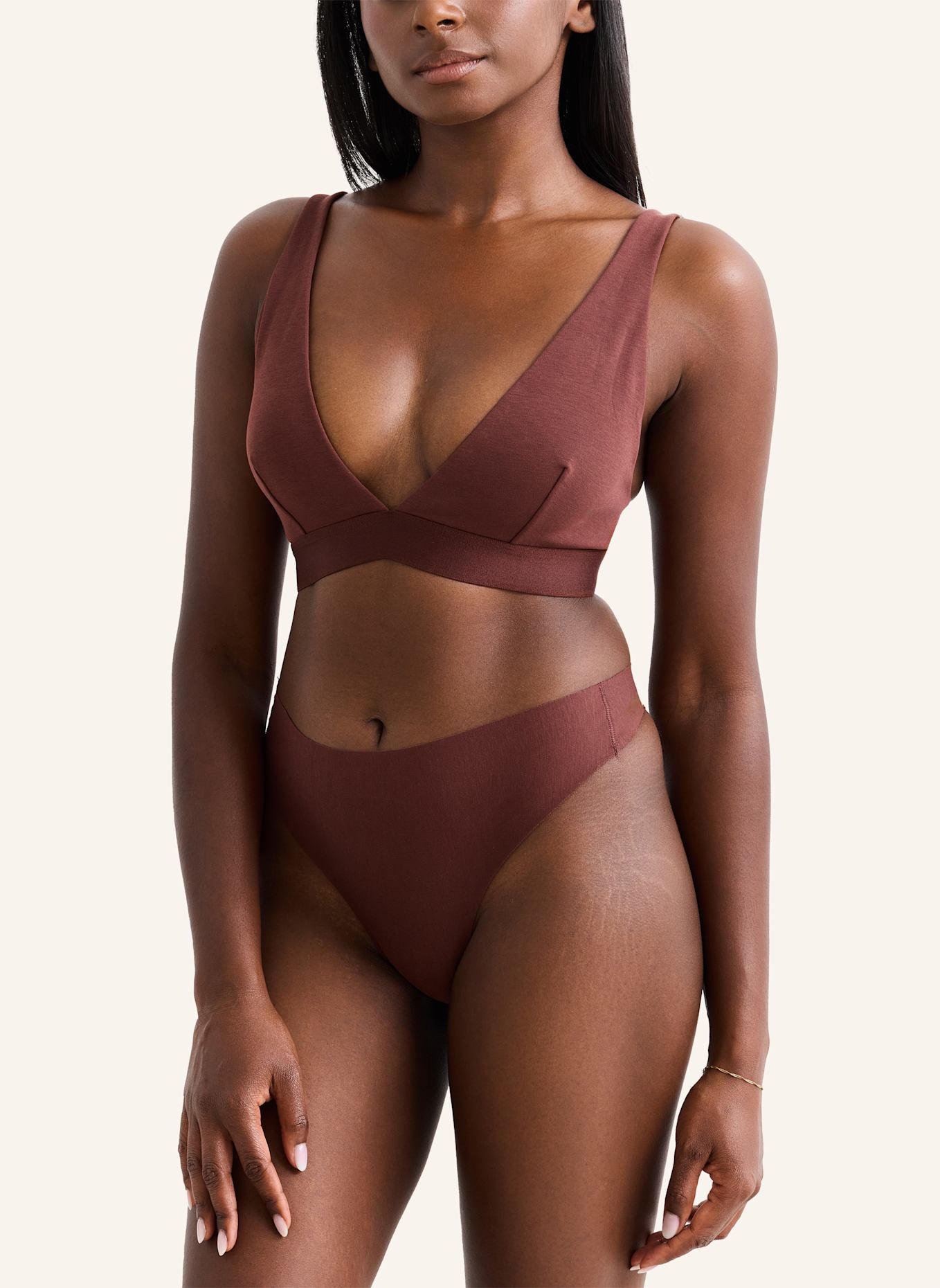 erlich textil erlich textil 2 PACK SEAMLESS PLUNGE BH CASUAL COTTON PLUNGE BH IM 2er PACK: BRAUN