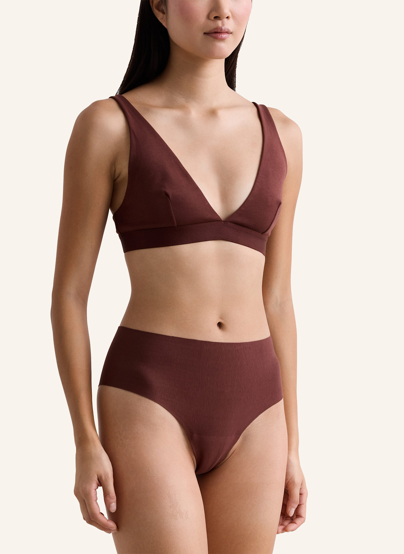 erlich textil Brazil String CASUAL COTTON HIGH WAIST BRAZIL STRING: BRAUN