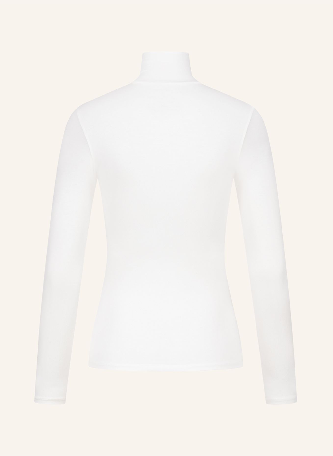 erlich textil Light Touch Rollkragen Langarmshirt mit weichem Lyocell: BEIGE / WEISS