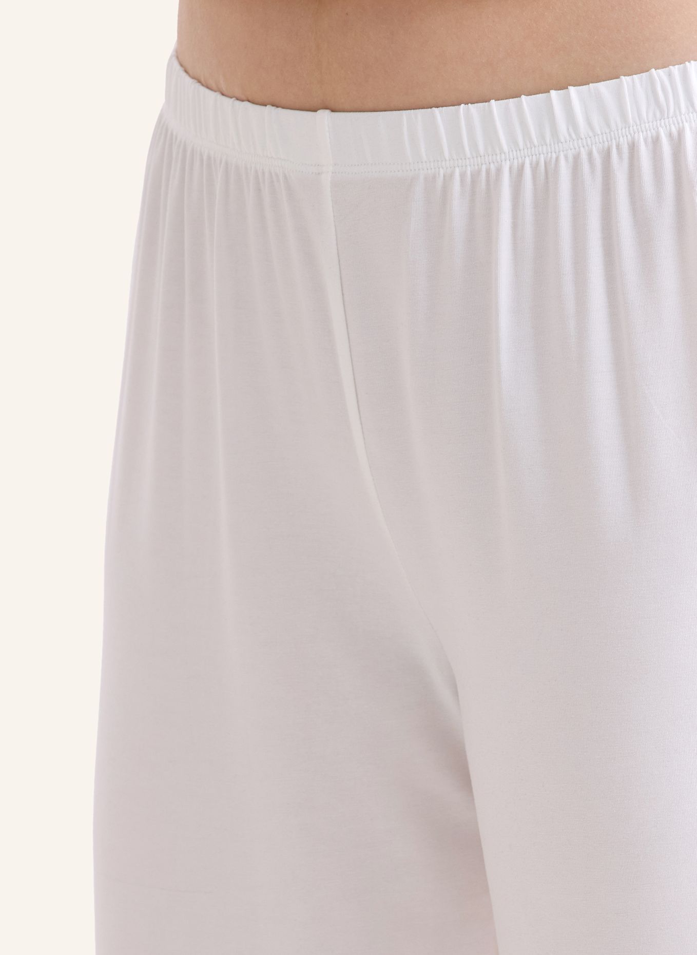 erlich textil Light Touch lange Schlafhose mit Lyocell - seidig weich: BEIGE / WEISS