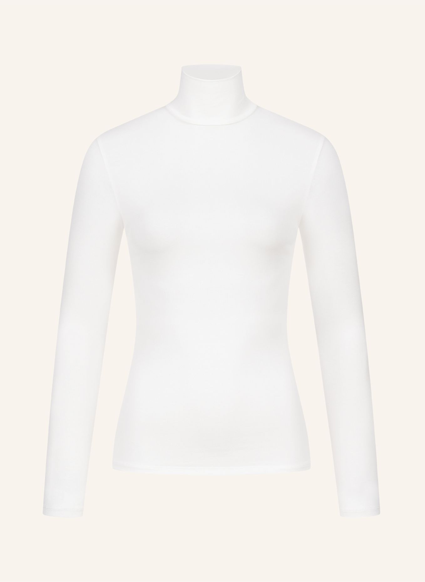 erlich textil Light Touch Rollkragen Langarmshirt mit weichem Lyocell: BEIGE / WEISS