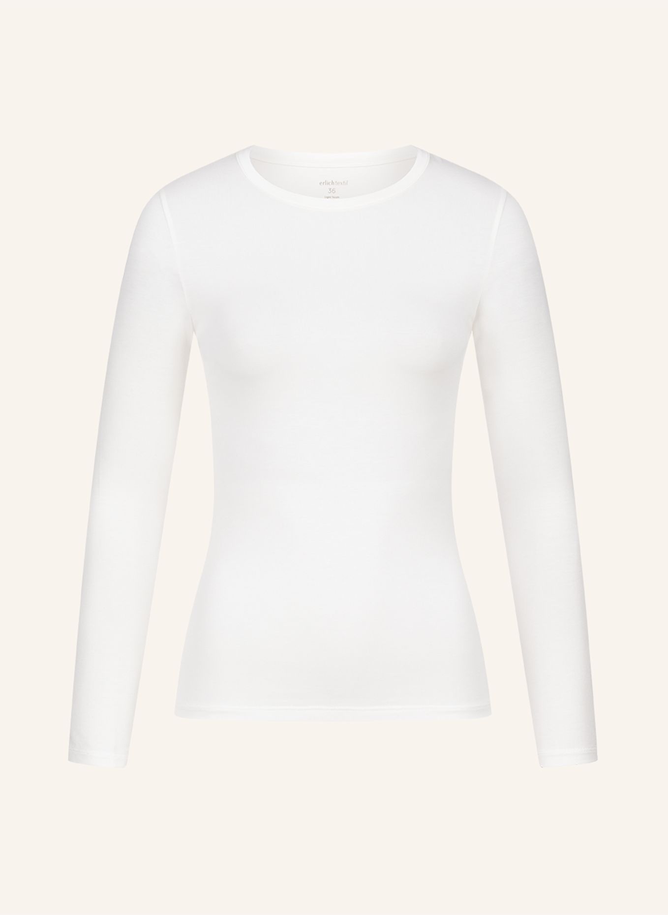 erlich textil Light Touch schmales Langarmshirt mit Lyocell - seidig weich: BEIGE / WEISS