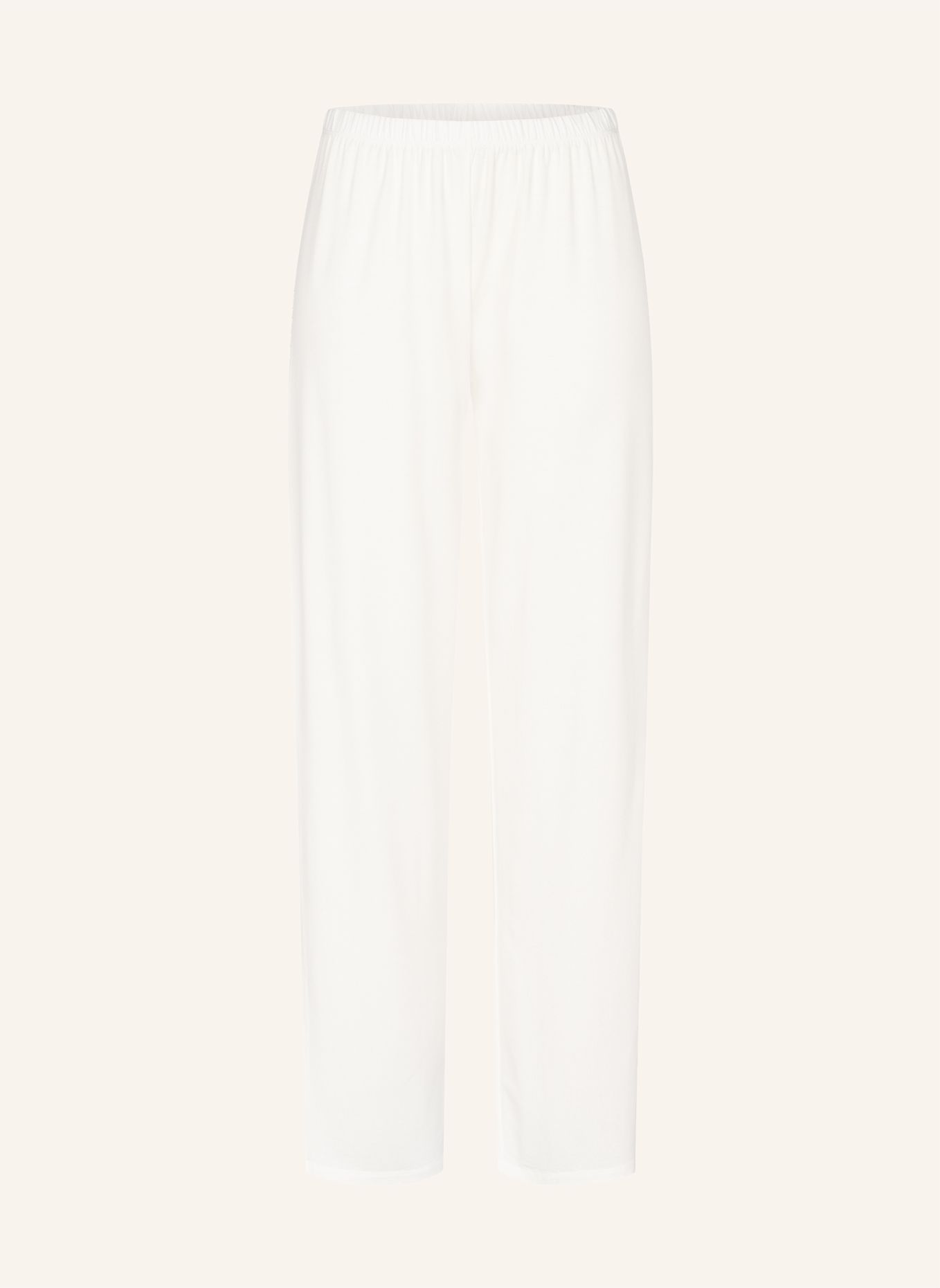 erlich textil Light Touch lange Schlafhose mit Lyocell - seidig weich: BEIGE / WEISS