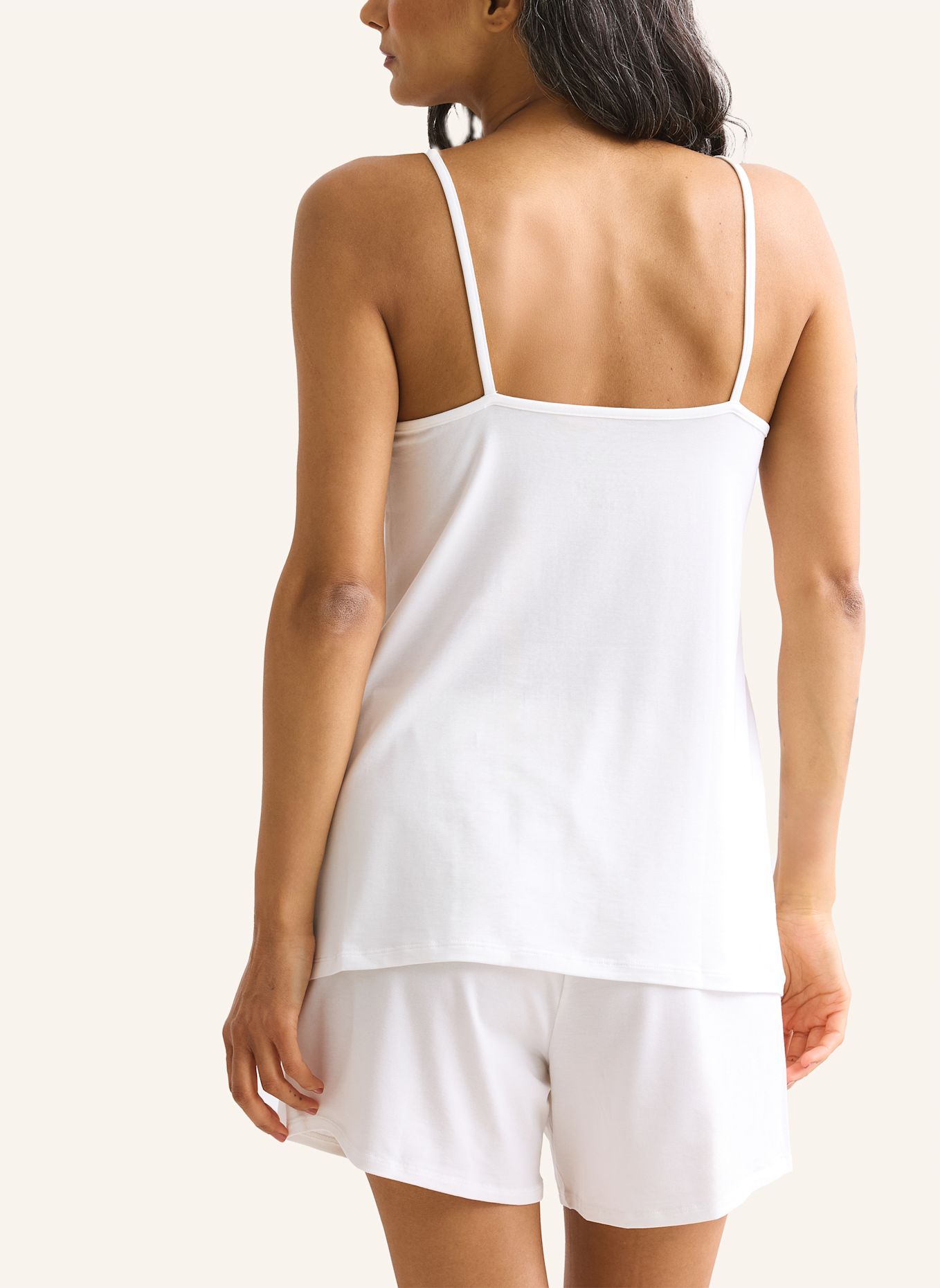 erlich textil Light Touch Camisole mit weichem Lyocell: BEIGE / WEISS
