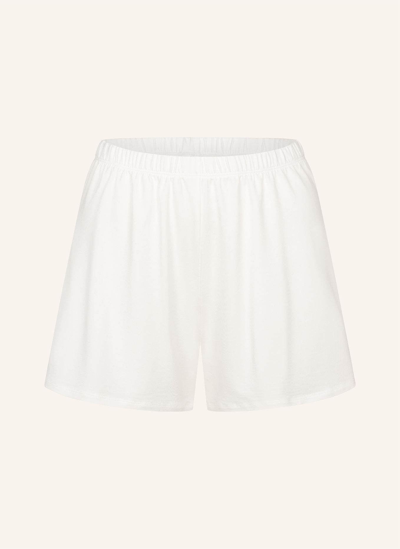 erlich textil Light Touch kurze Schlafhose mit Lyocell - seidig weich: BEIGE / WEISS