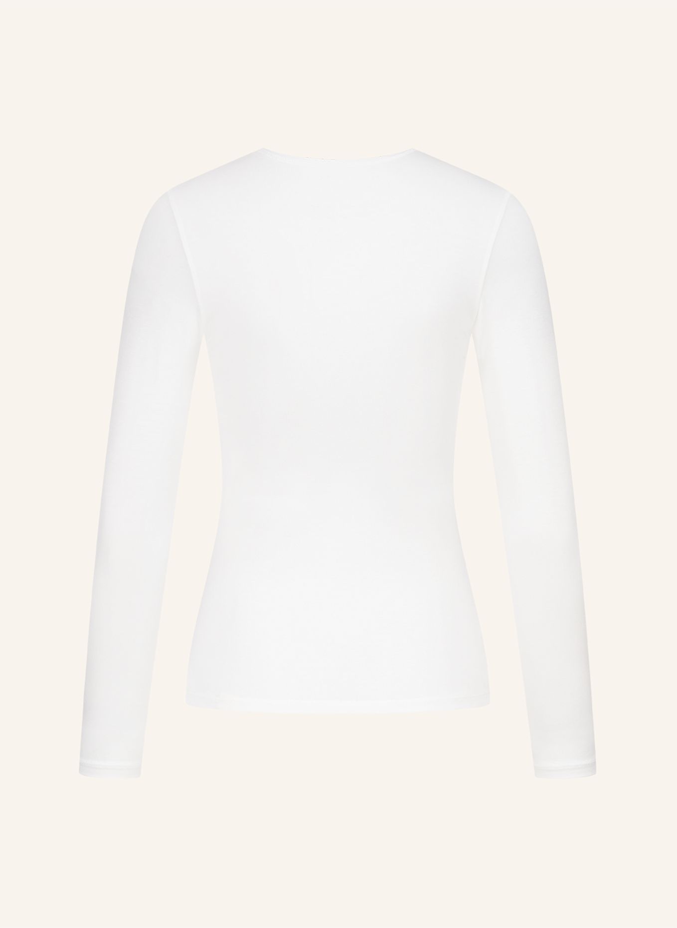 erlich textil Light Touch tiefausgeschnittenes Langarmshirt mit Lyocell - seidig weich: BEIGE / WEISS