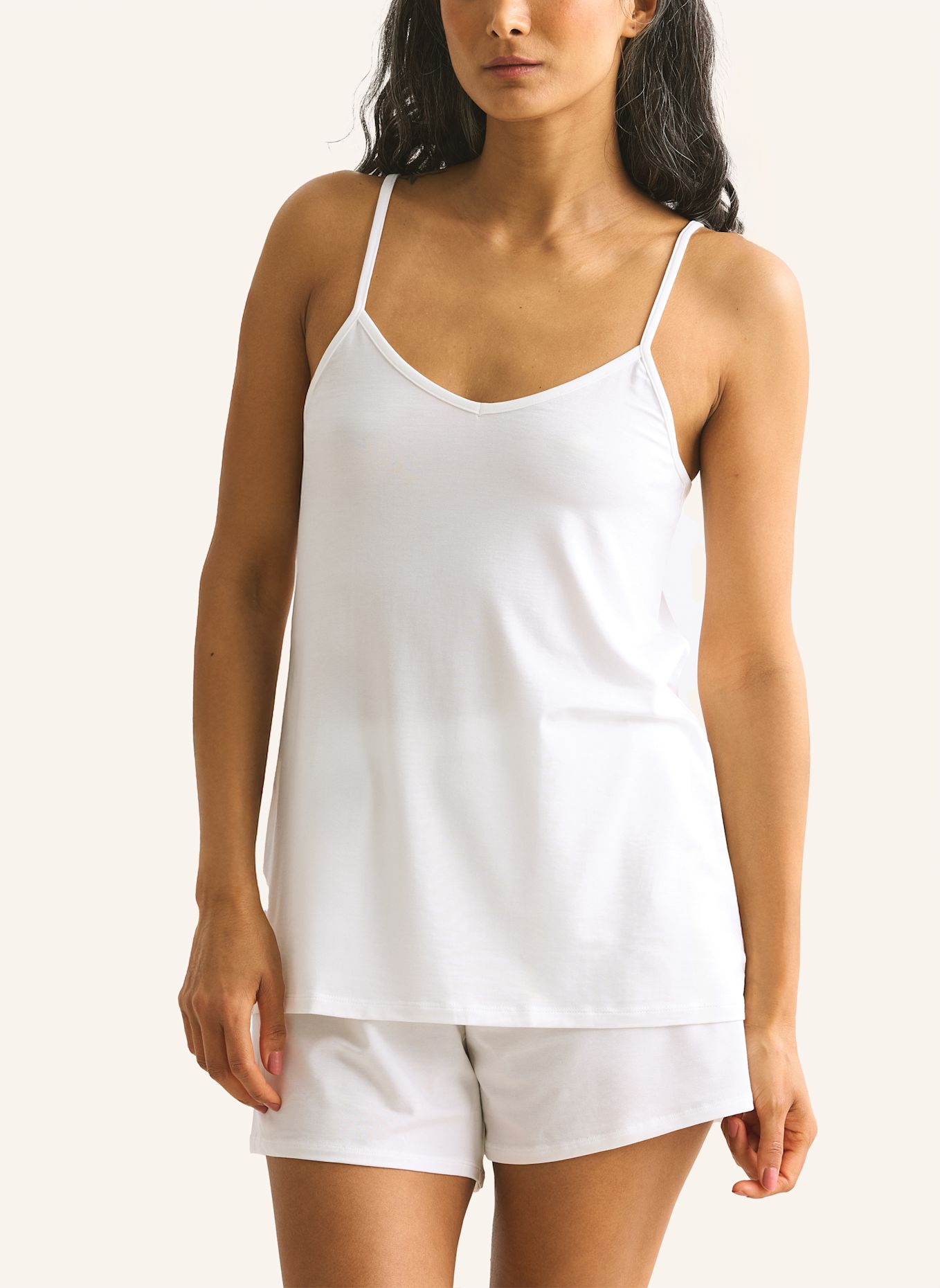 erlich textil Light Touch Camisole mit weichem Lyocell: BEIGE / WEISS
