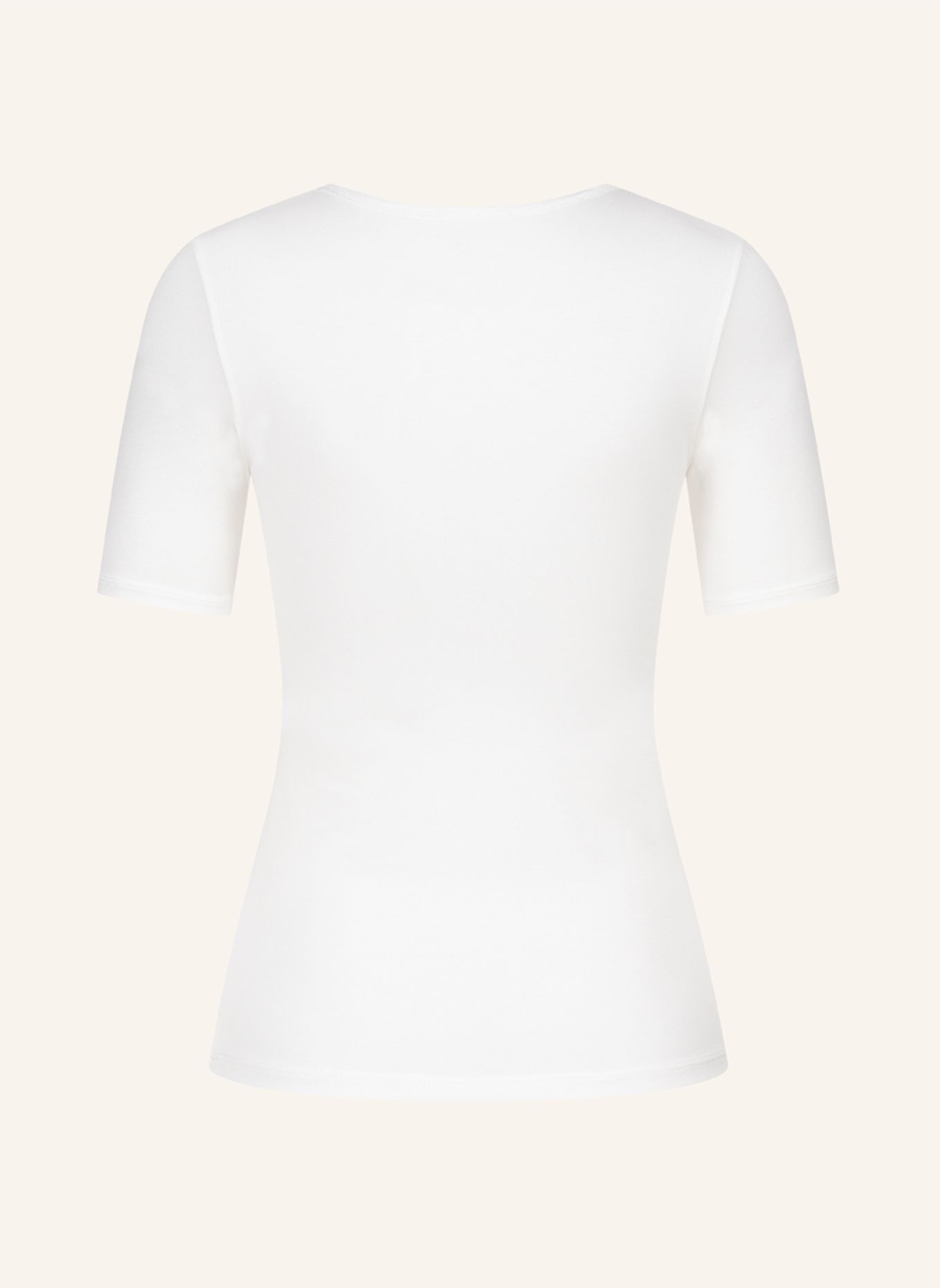erlich textil Light Touch tiefausgeschnittenes T-Shirt mit Lyocell - seidig weich: BEIGE / WEISS
