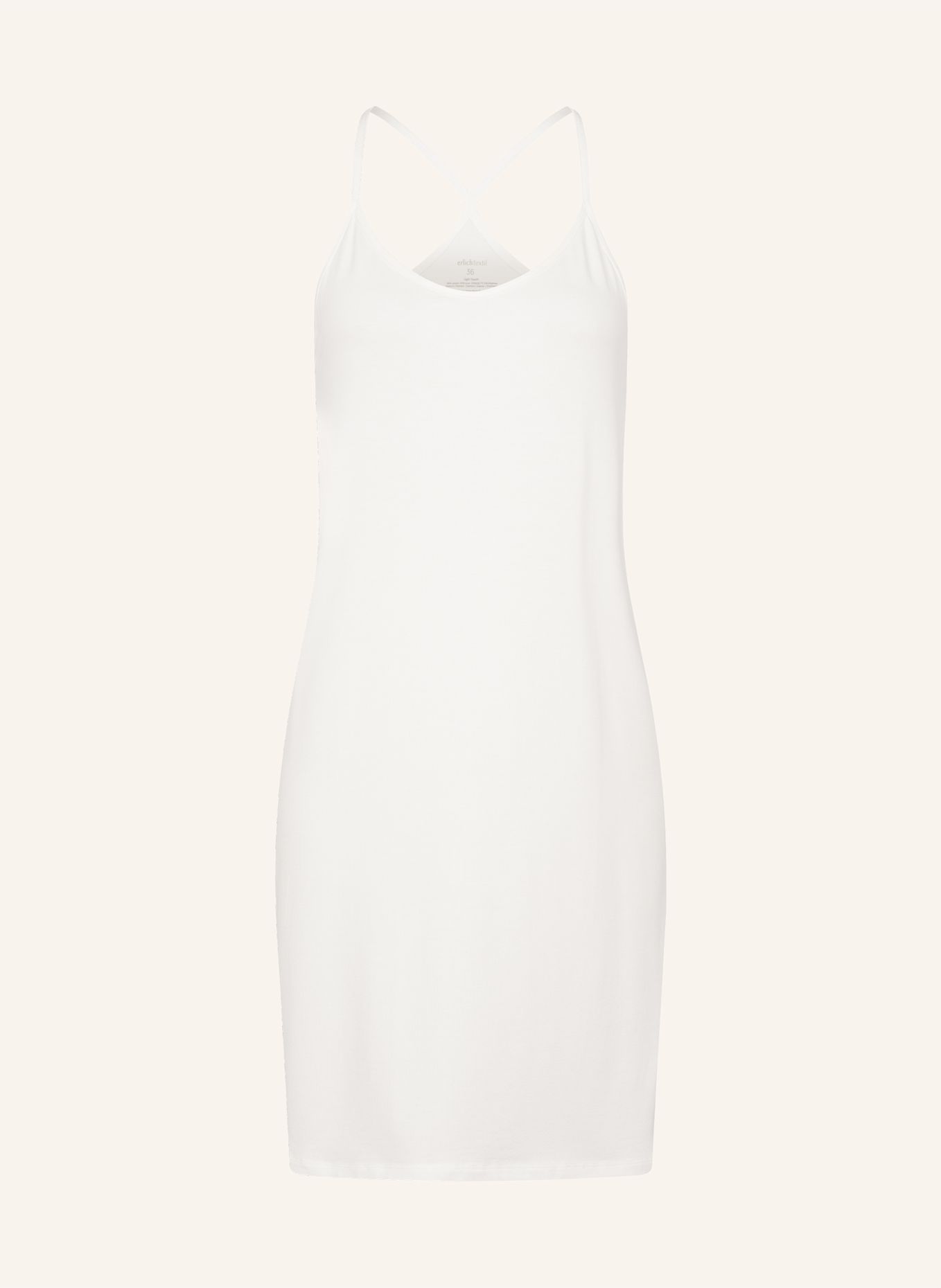 erlich textil Light Touch Trägernachthemd mit Lyocell - seidig weich: BEIGE / WEISS