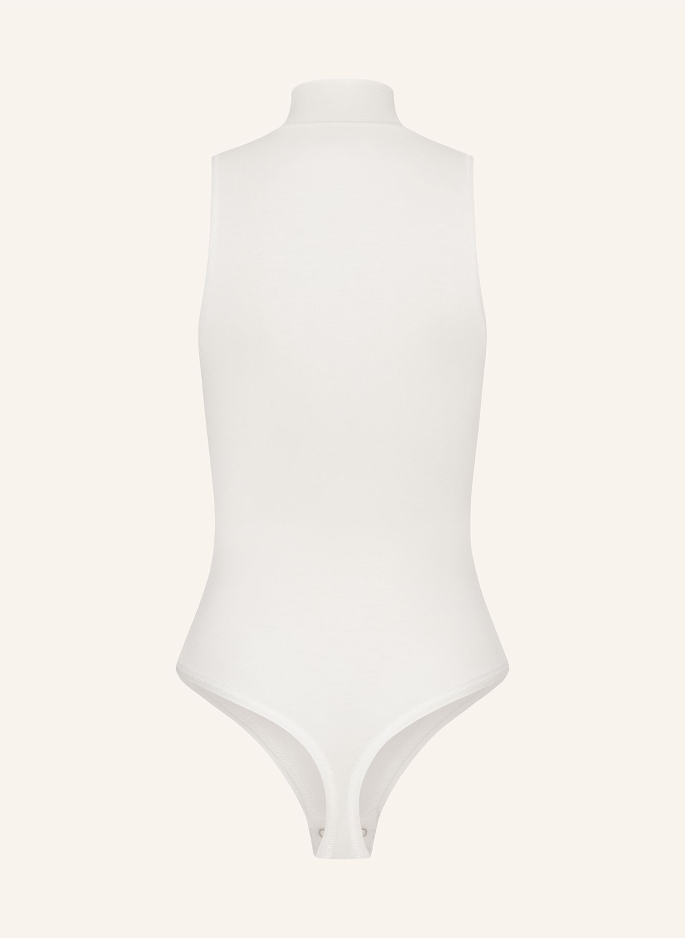 erlich textil Light Touch Stehkragen Body aus weichem Lyocell: BEIGE / WEISS