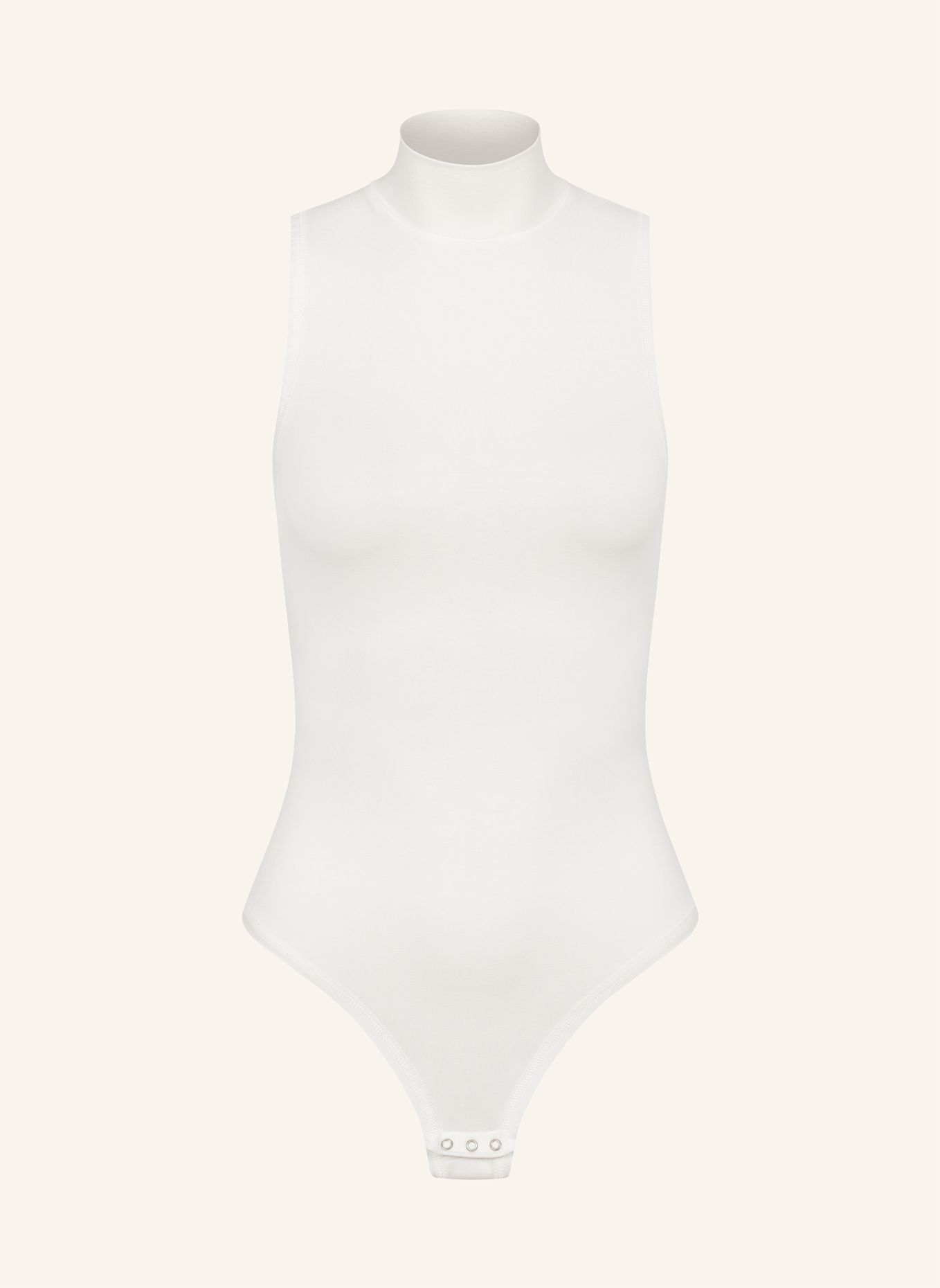 erlich textil Light Touch Stehkragen Body aus weichem Lyocell: BEIGE / WEISS