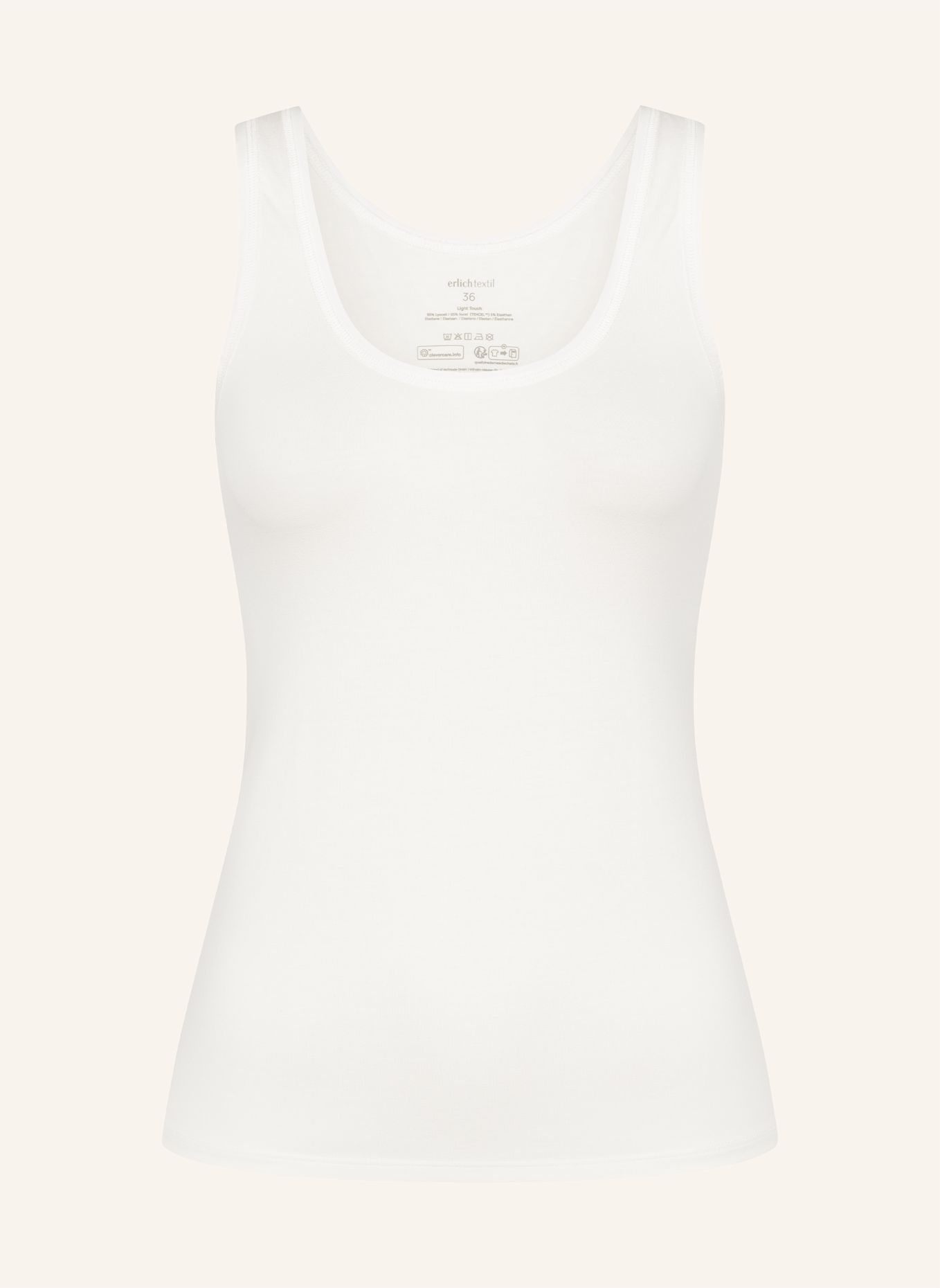 erlich textil Light Touch Tanktop mit weichem Lyocell, seidig fein elastisch: BEIGE / WEISS
