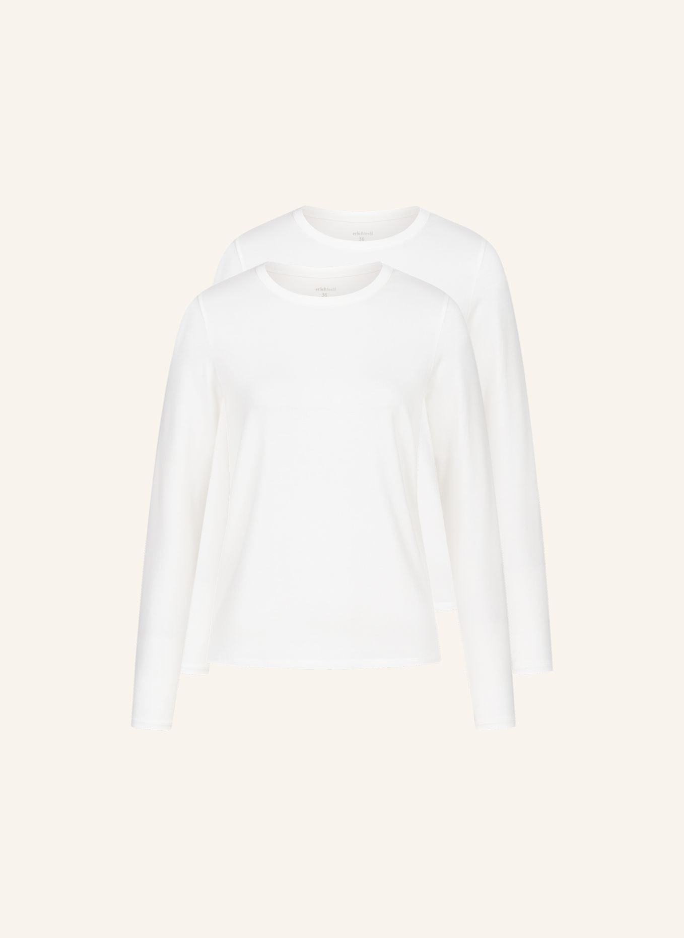 erlich textil 2er Pack Light Touch lockeres Langarmshirt mit Lyocell - seidig weich: BEIGE / WEISS