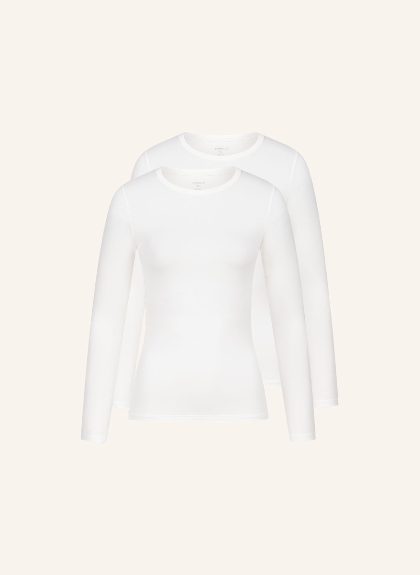 erlich textil 2er Pack Light Touch schmales Langarmshirt mit Lyocell - seidig weich: BEIGE / WEISS