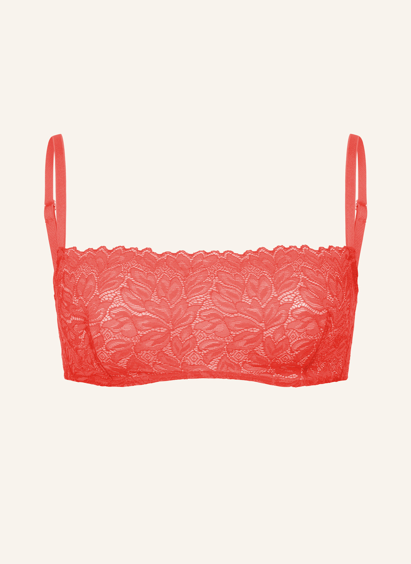 erlich textil Dreamy Lace Bandeau Bralette bügellos aus nachhaltiger Spitze - verstellbare Träger: ORANGE