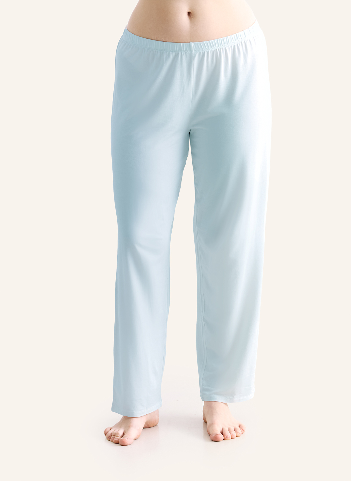 erlich textil Light Touch lange Schlafhose aus Lyocell - seidig weich: BLAU