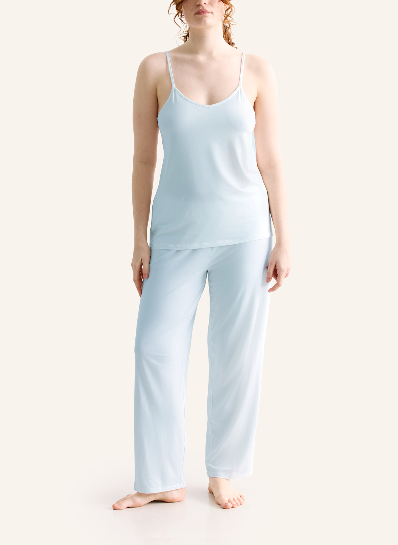 erlich textil Light Touch lange Schlafhose aus Lyocell - seidig weich: BLAU