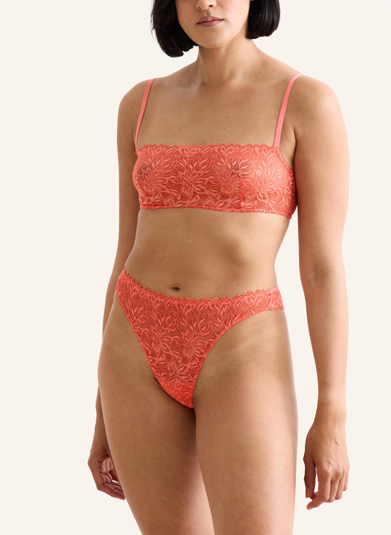 erlich textil 3er Pack Light Touch enge lange Boxershorts aus weichem Lyocell - feuchtigkeitsregulierend, Dreamy Lace String Tanga aus nachhaltiger Spitze - atmungsaktiv: ORANGE