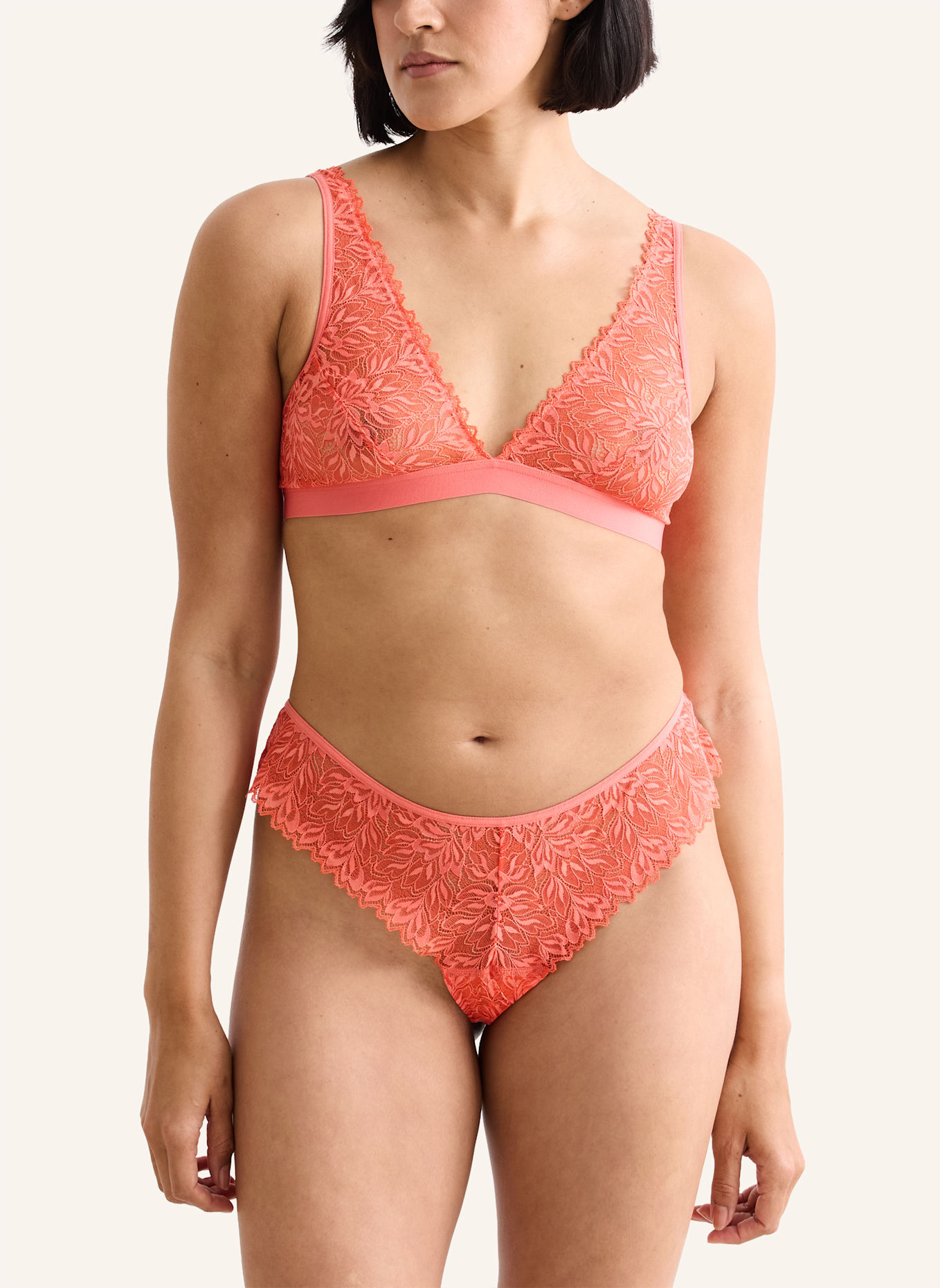 erlich textil Dreamy Lace Brazil String aus nachhaltiger Spitze - atmungsaktiv: ORANGE