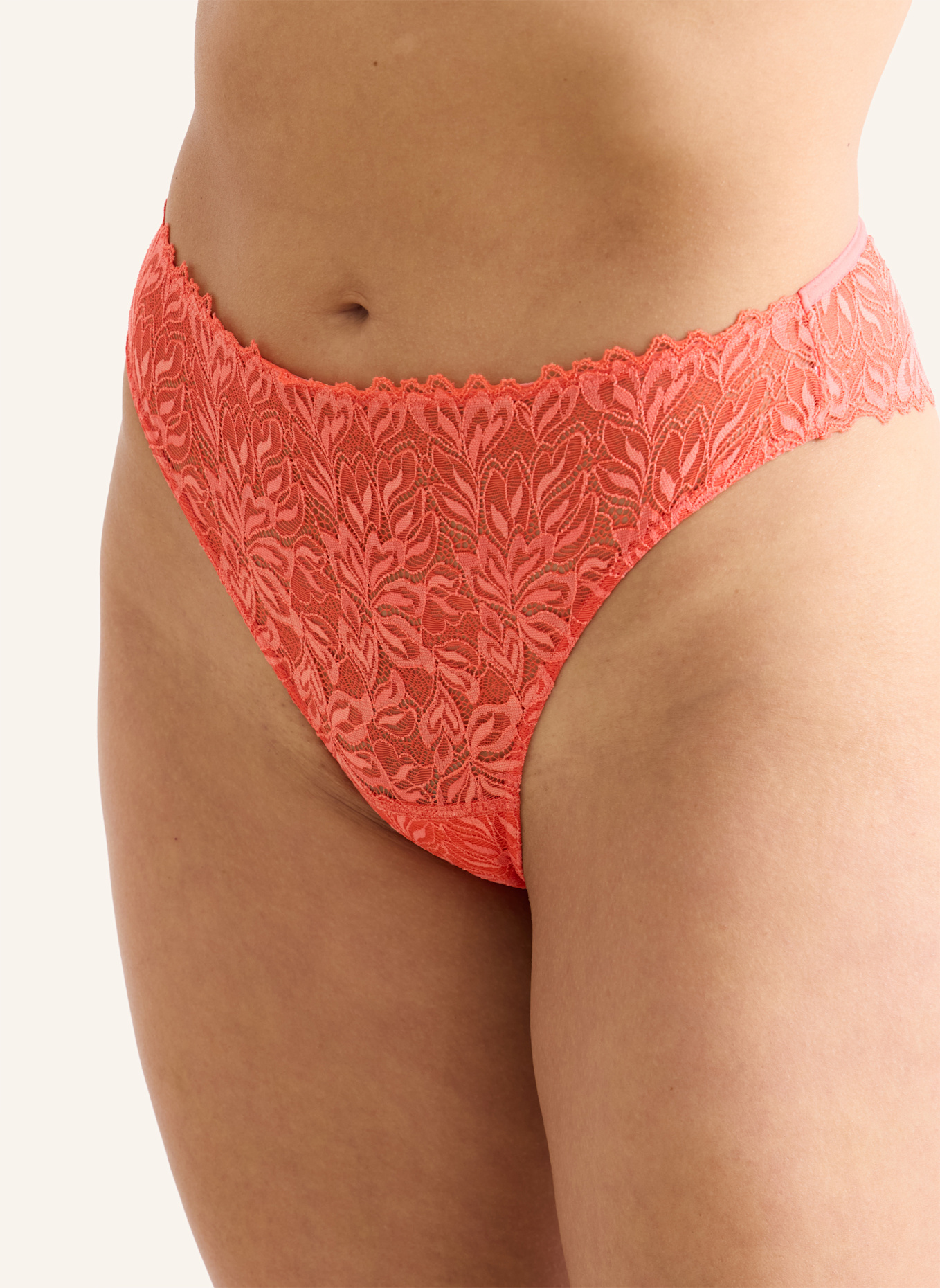 erlich textil Dreamy Lace High Waist Brazil String aus nachhaltiger Spitze - atmungsaktiv: ORANGE