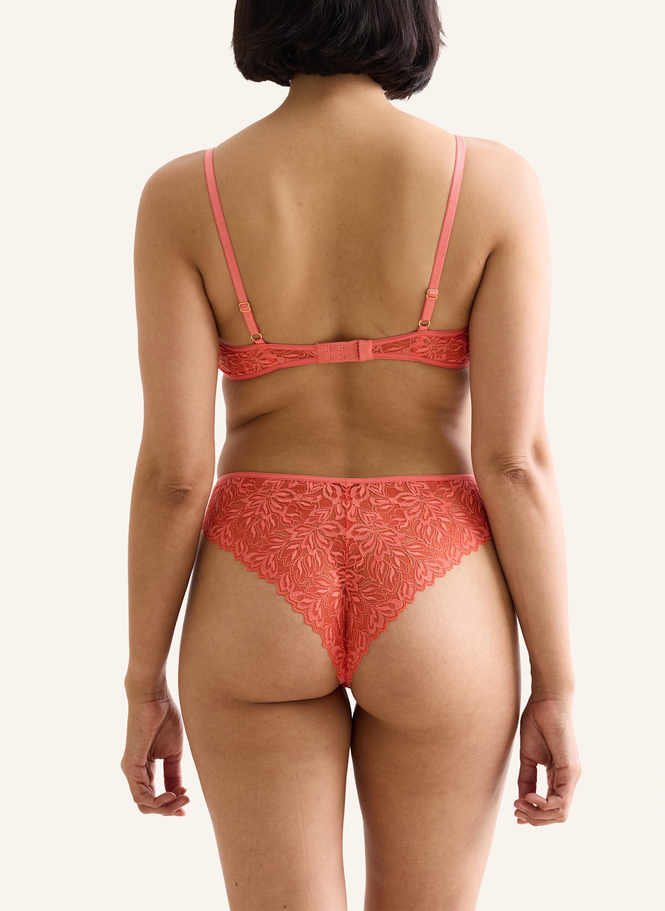 erlich textil Dreamy Lace bügelloser Triangel BH aus nachhaltiger Spitze - verstellbare Träger: ORANGE