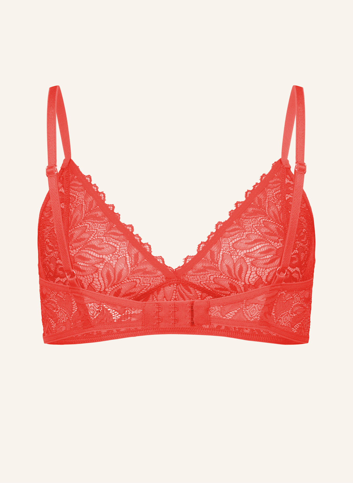 erlich textil Dreamy Lace bügelloser Triangel BH aus nachhaltiger Spitze - verstellbare Träger: ORANGE
