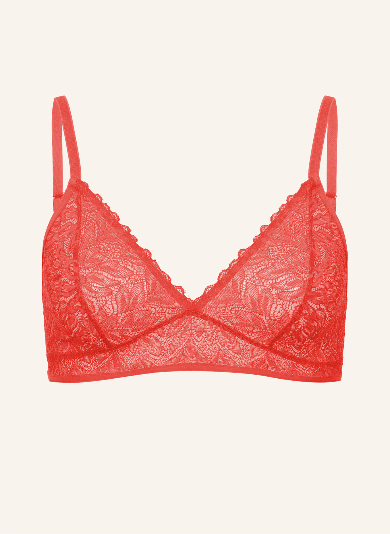 erlich textil Dreamy Lace bügelloser Triangel BH aus nachhaltiger Spitze - verstellbare Träger: ORANGE