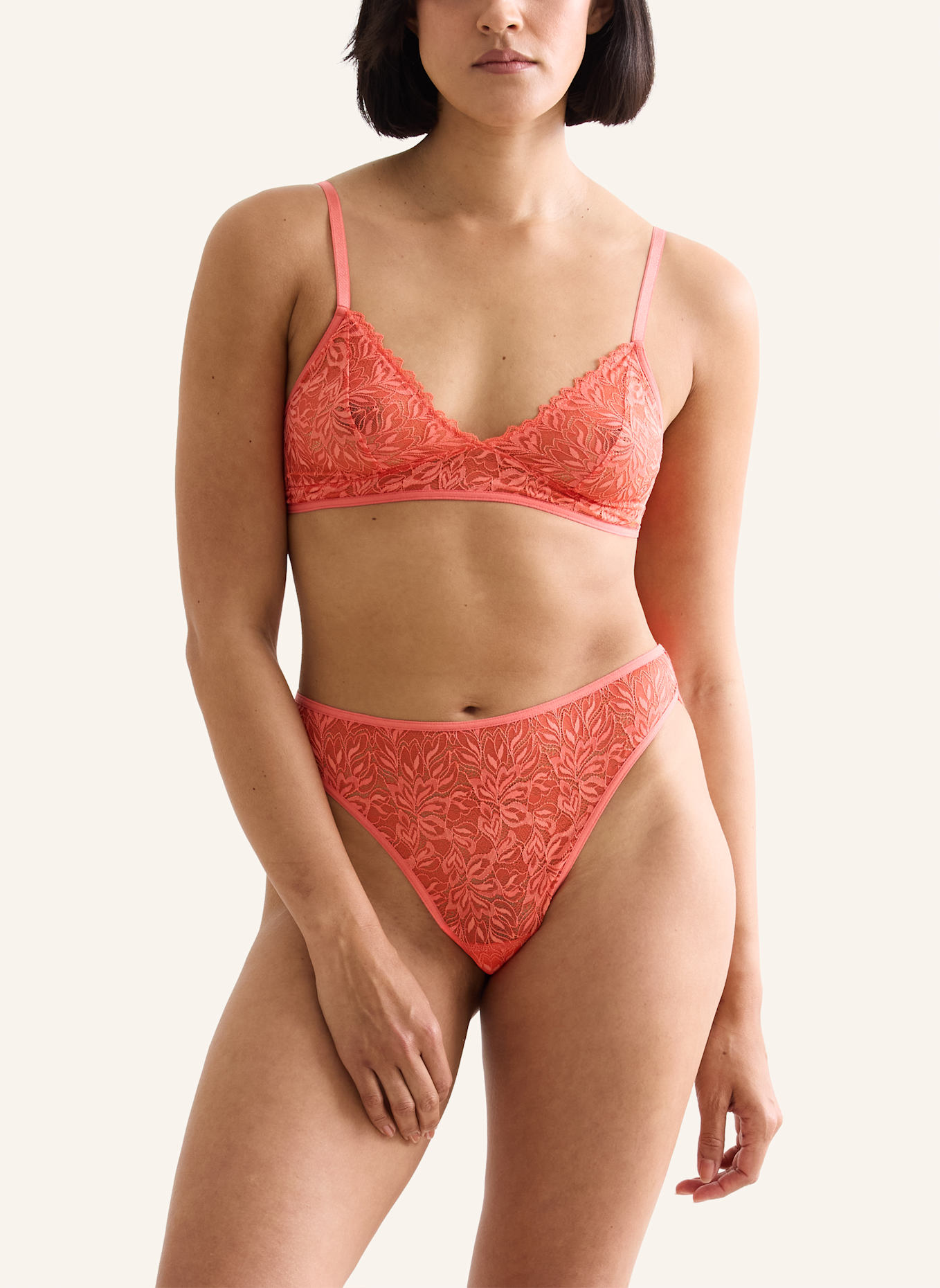 erlich textil Dreamy Lace Brazil Slip aus nachhaltiger Spitze - atmungsaktiv: ORANGE
