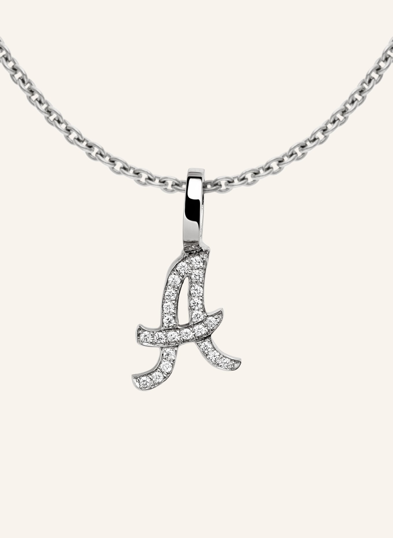 CADA Kette TINY DIAMOND LETTER A: WEISSGOLD