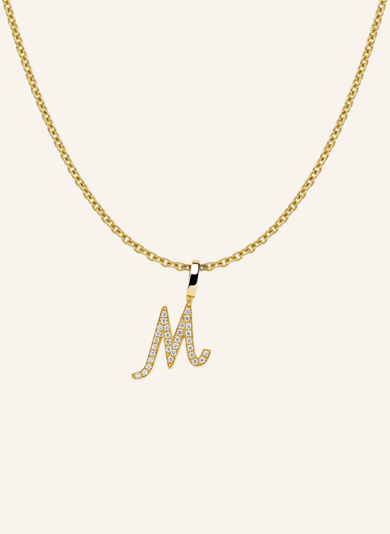 CADA Kette TINY DIAMOND LETTER M: GOLD