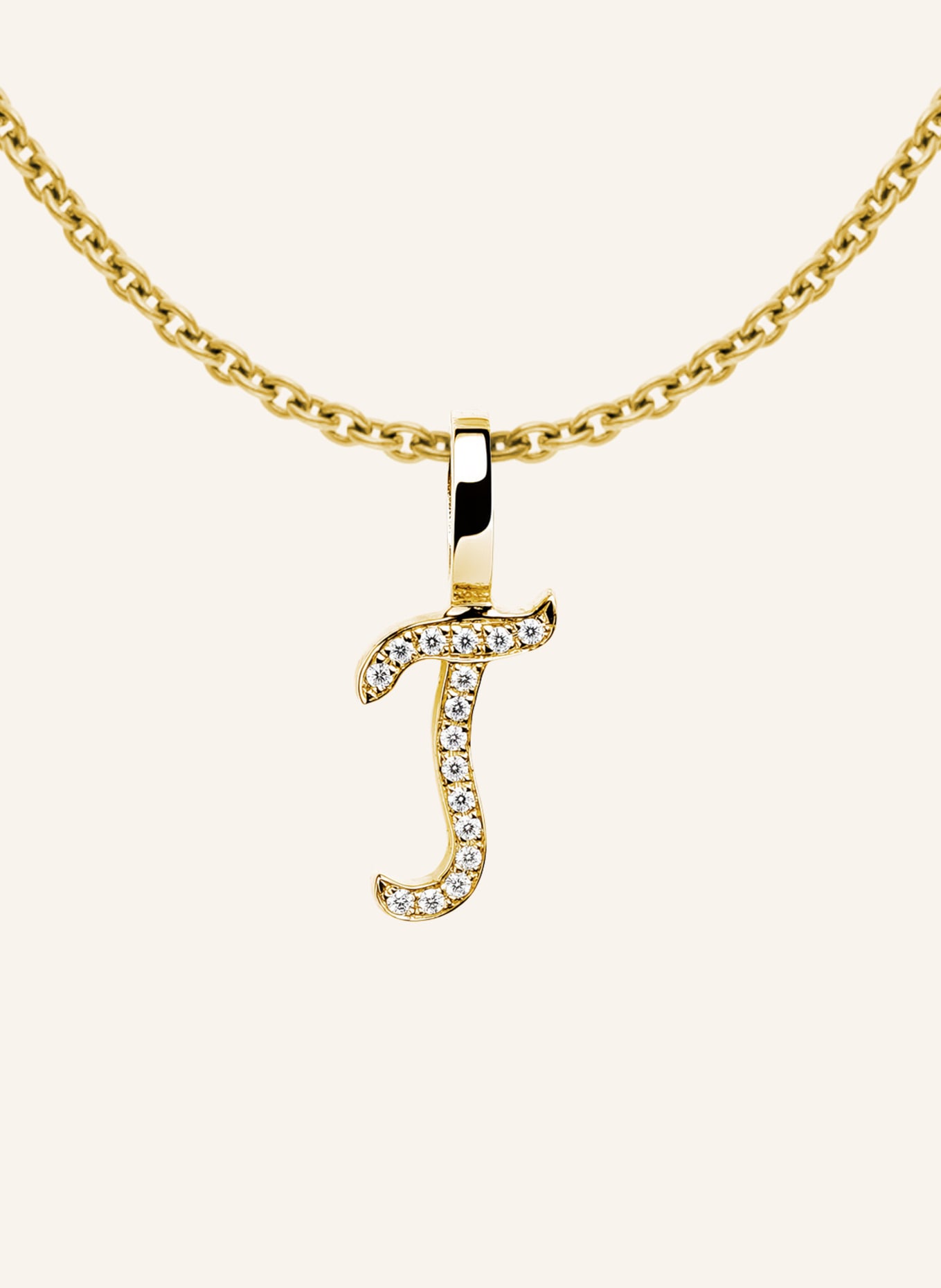 CADA Kette TINY DIAMOND LETTER T: GOLD