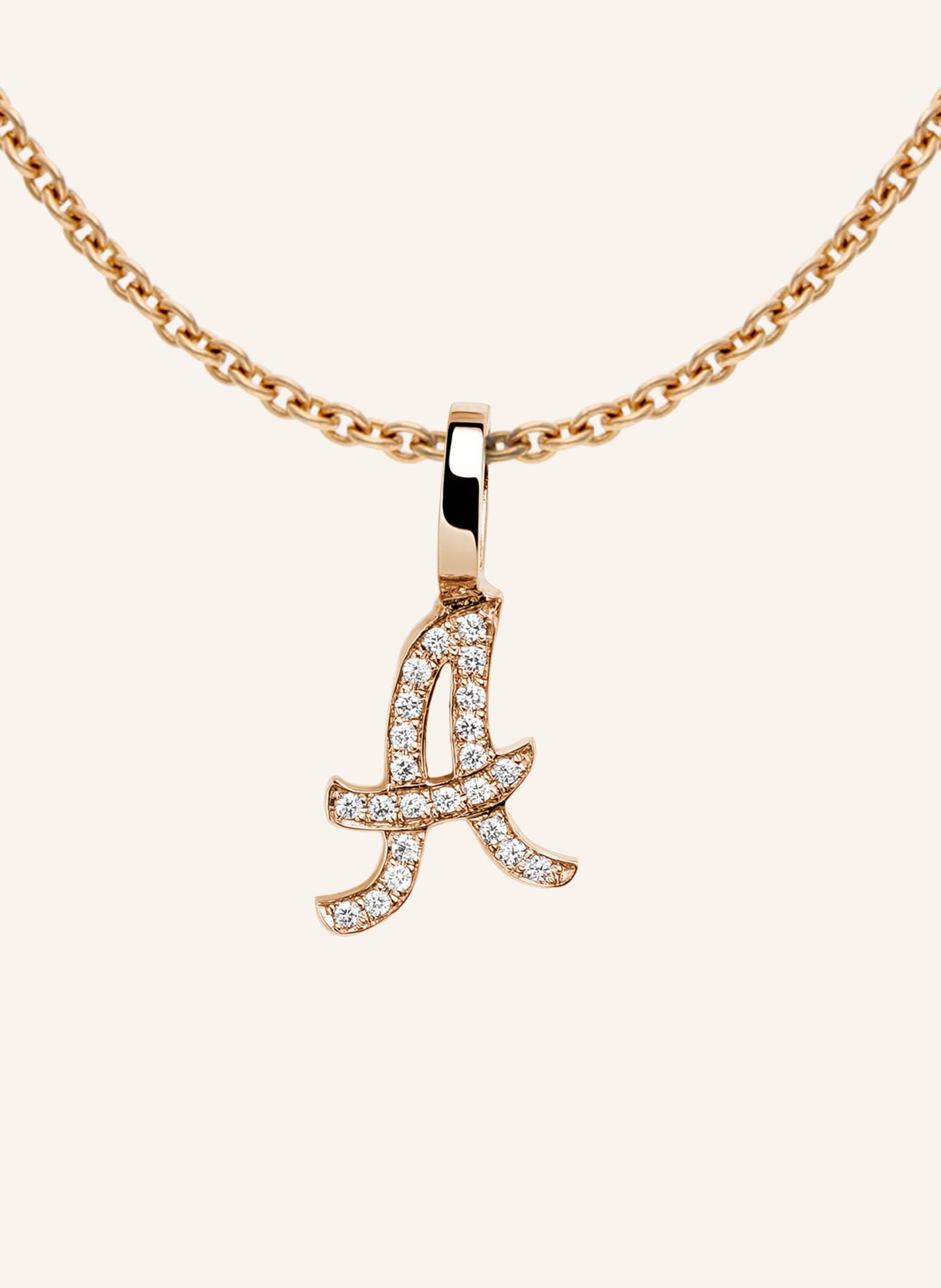 CADA Kette TINY DIAMOND LETTER A: ROSÉGOLD