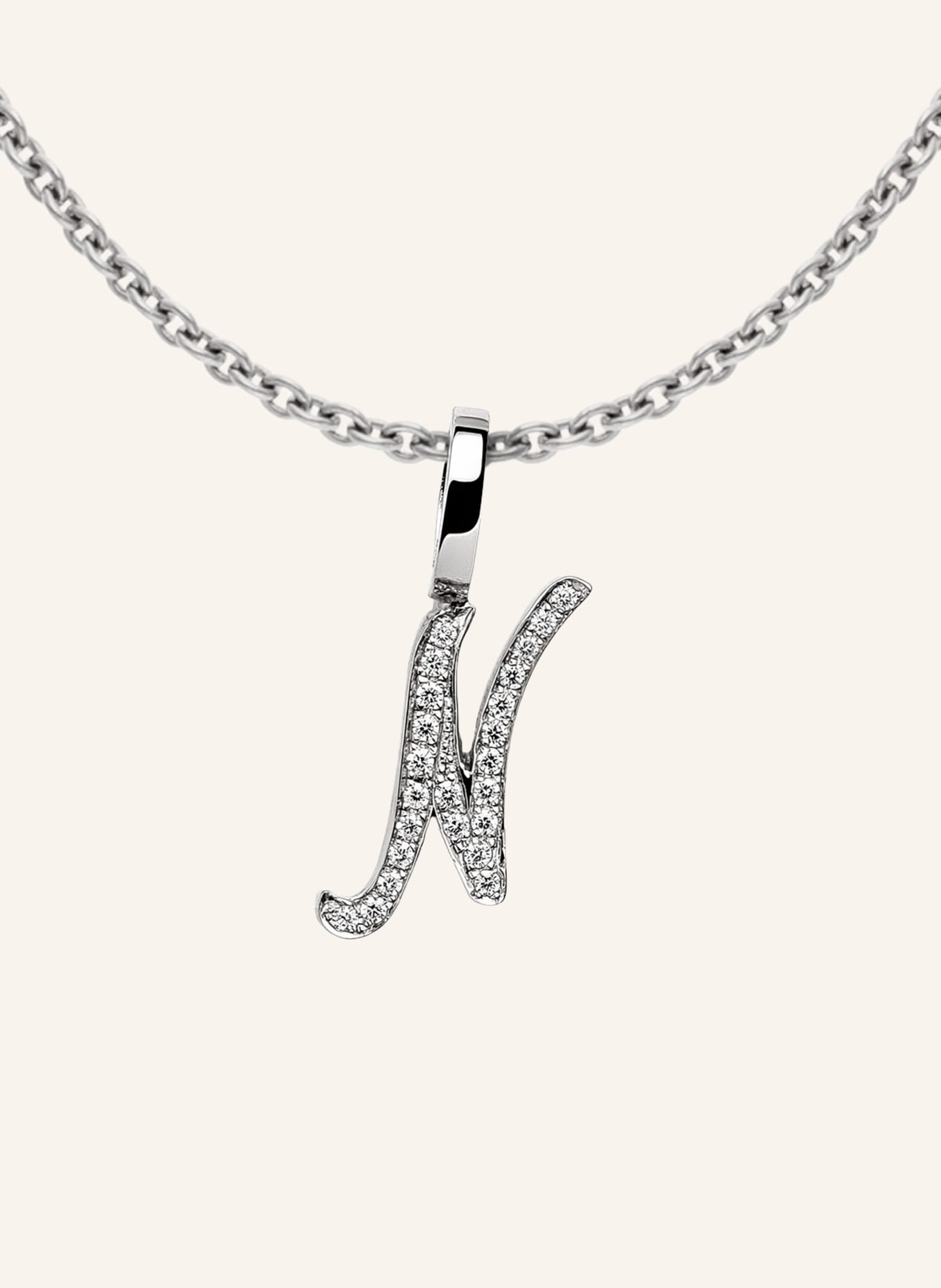 CADA Kette TINY DIAMOND LETTER N: WEISSGOLD