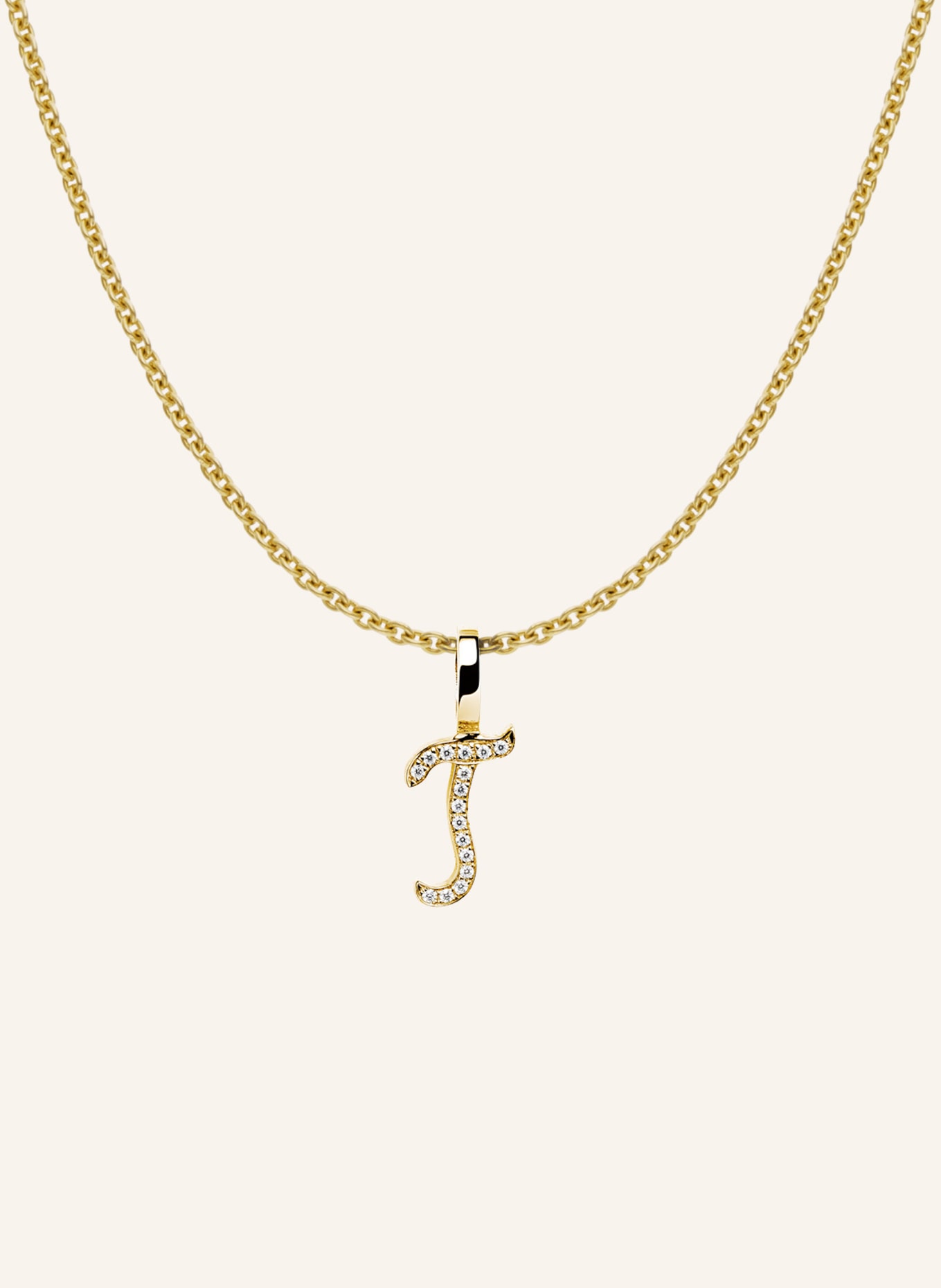 CADA Kette TINY DIAMOND LETTER T: GOLD