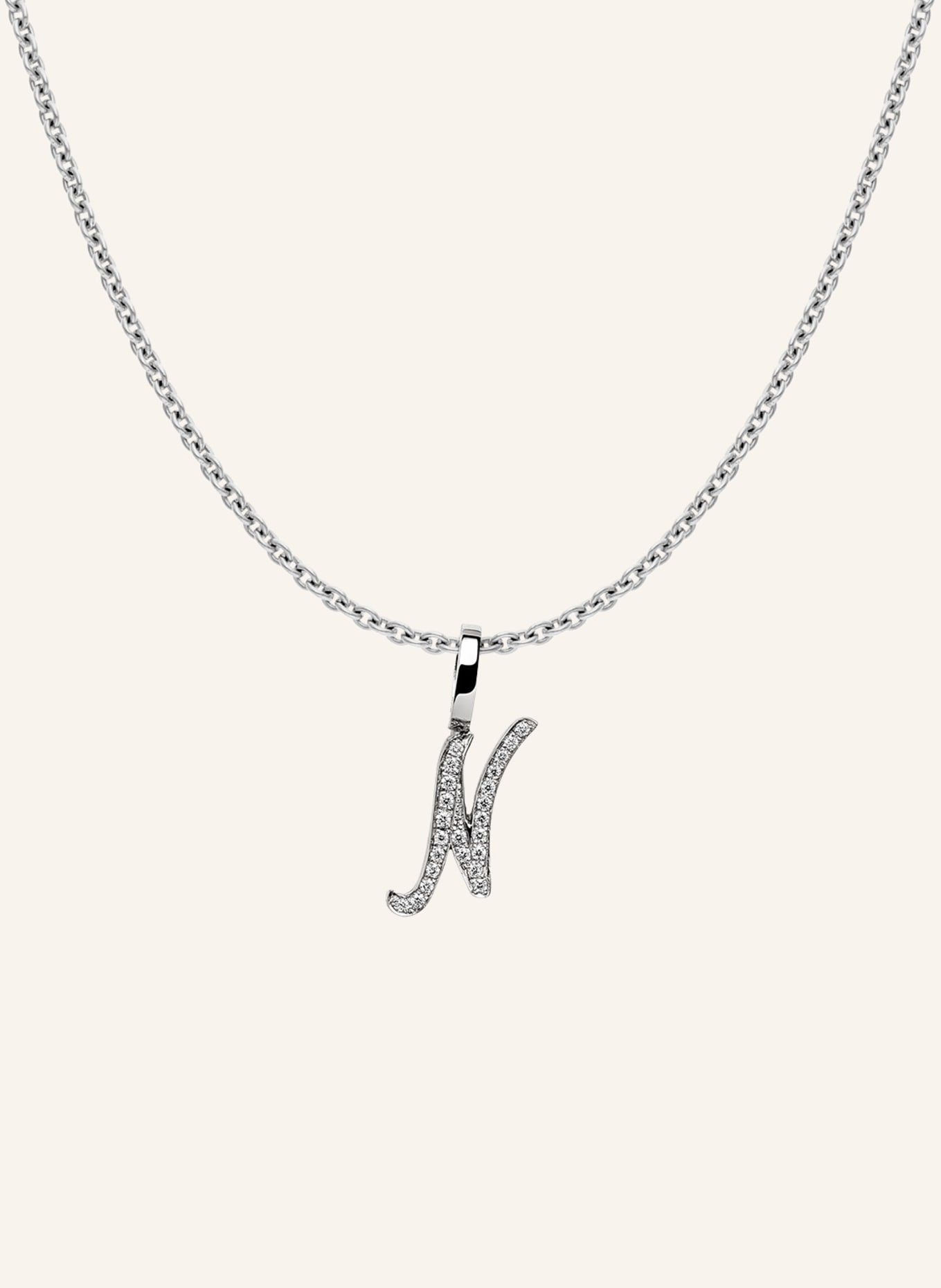 CADA Kette TINY DIAMOND LETTER N: WEISSGOLD